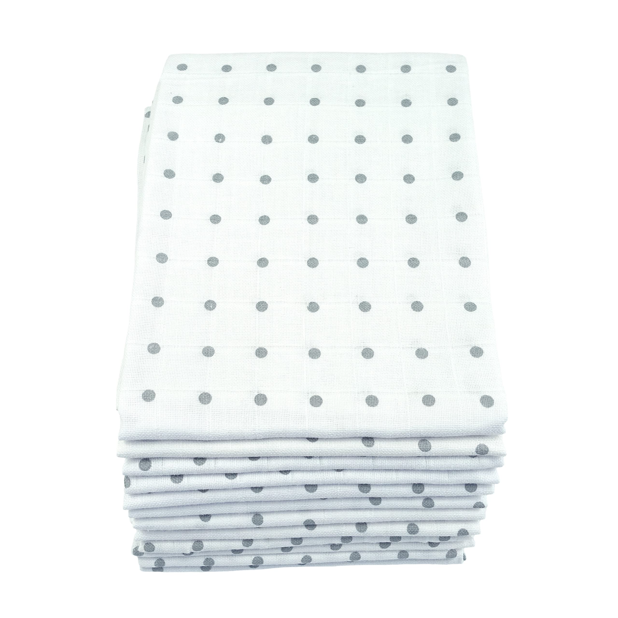 MuslinZ 12 Pack Muslin Cloths 70 x 70cm 100% Pure Cotton Burp Cloths - Multi Use Muslin Squares (Grey Spot)-image-36