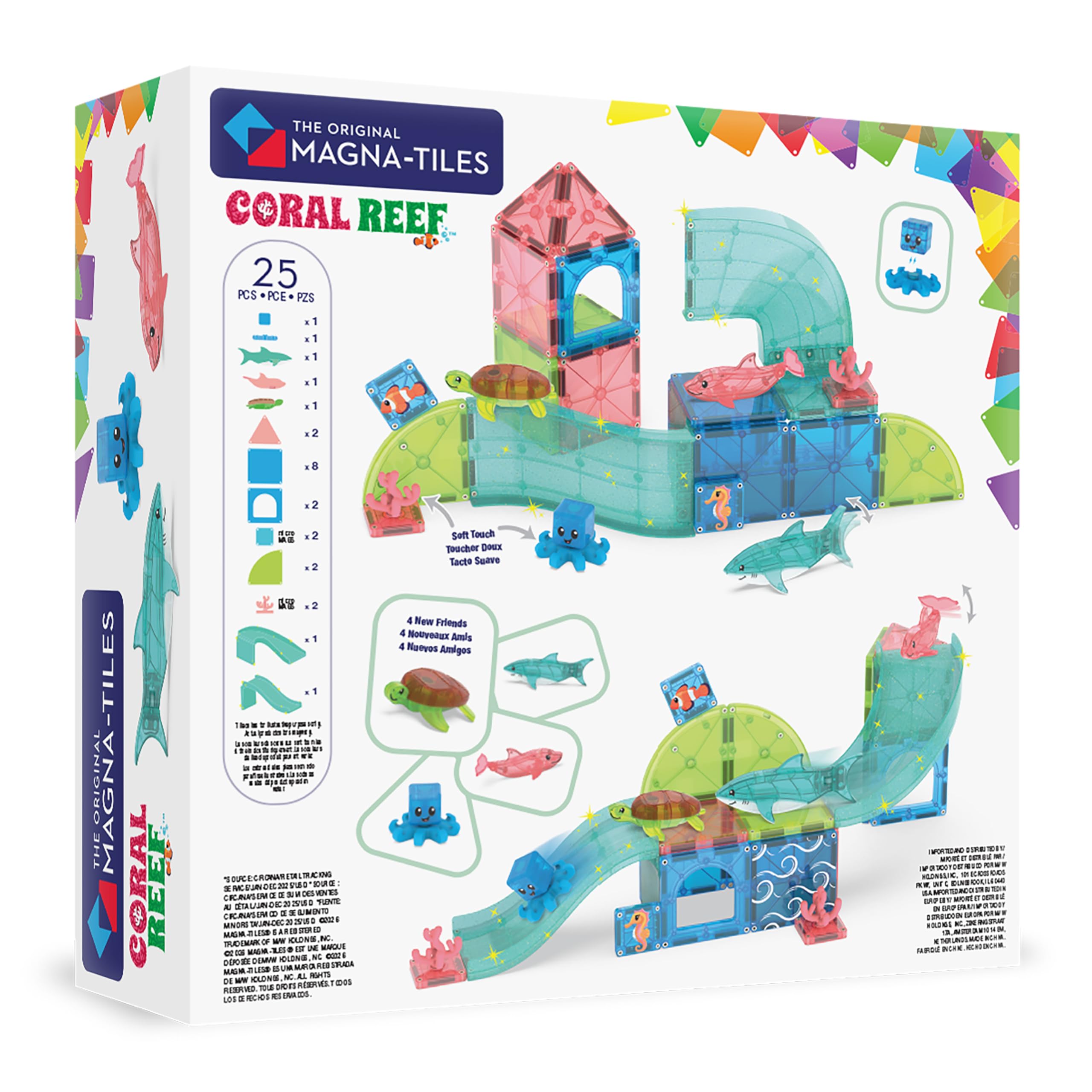Magna-Tiles Coral Reef 25-częściowy magnetyczny zestaw konstrukcyjny, oryginalna marka magnetyczna