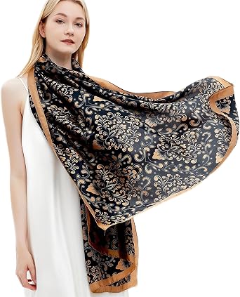 Silk Scarf for Women Fashion Long Satin Lightweight Large Shawl Wrap Printed Sleep 70X35