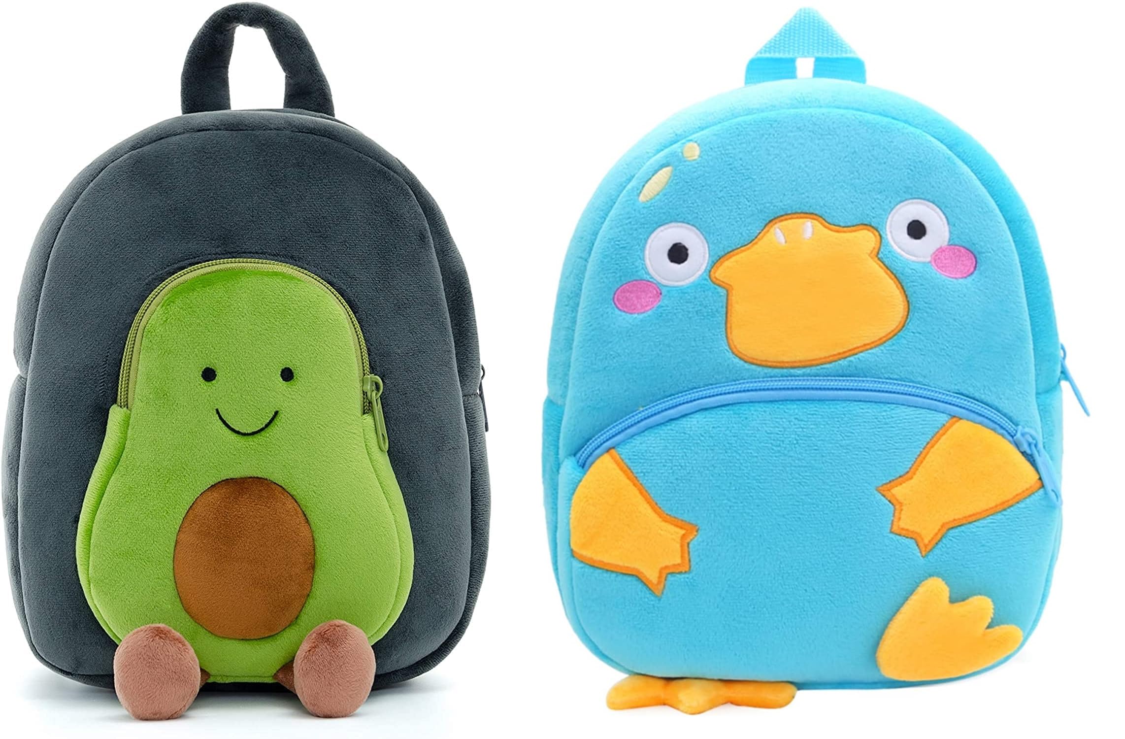 blue tree Cute Boy's and Girl's Plush Bag Quality Full Embroidery Designs Mini Travel Backpack Avocado (Avocado-Blue Psy Duck)