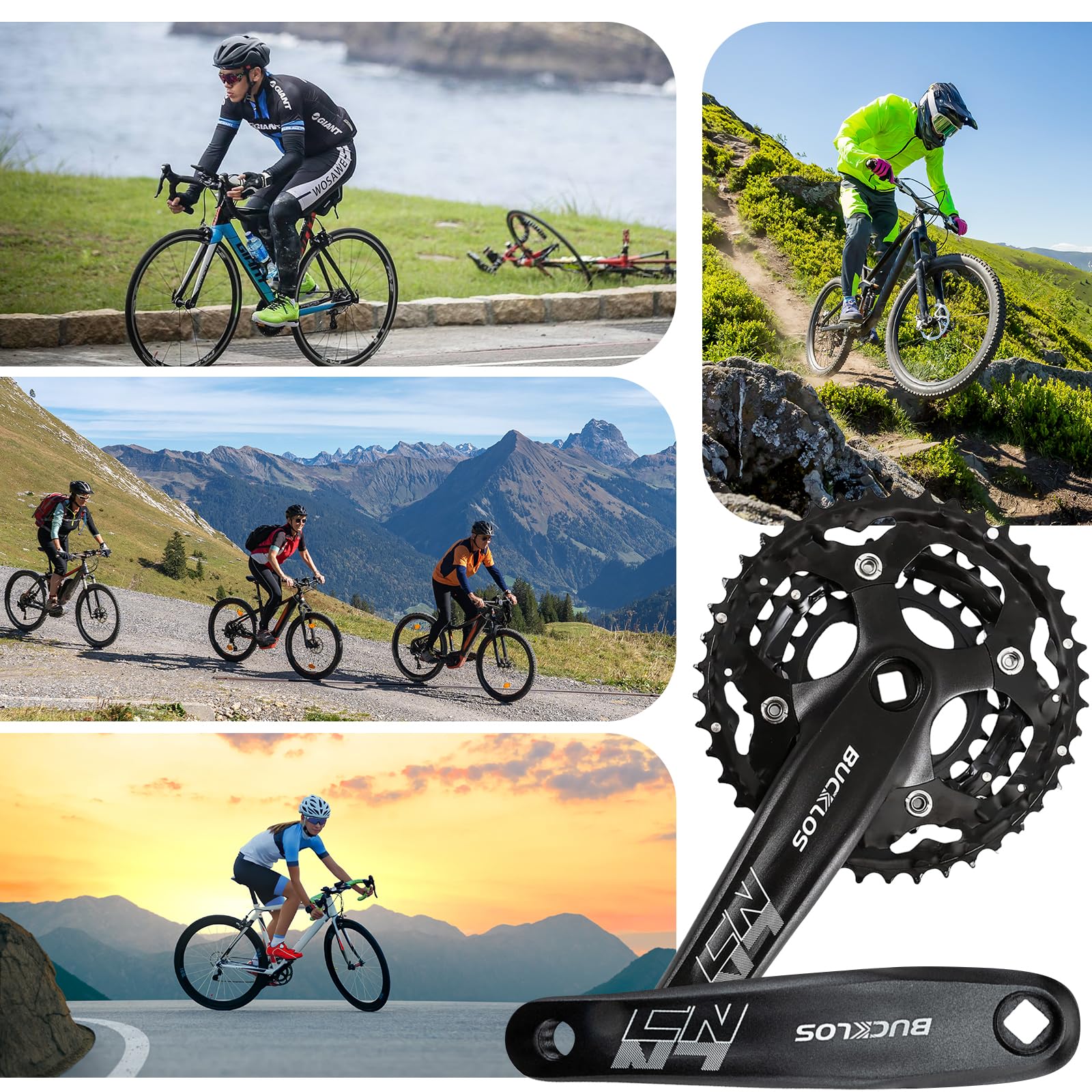 Amazon | BUCKLOS MTBクランクセット スクエアテーパー 22/24/26/32/38