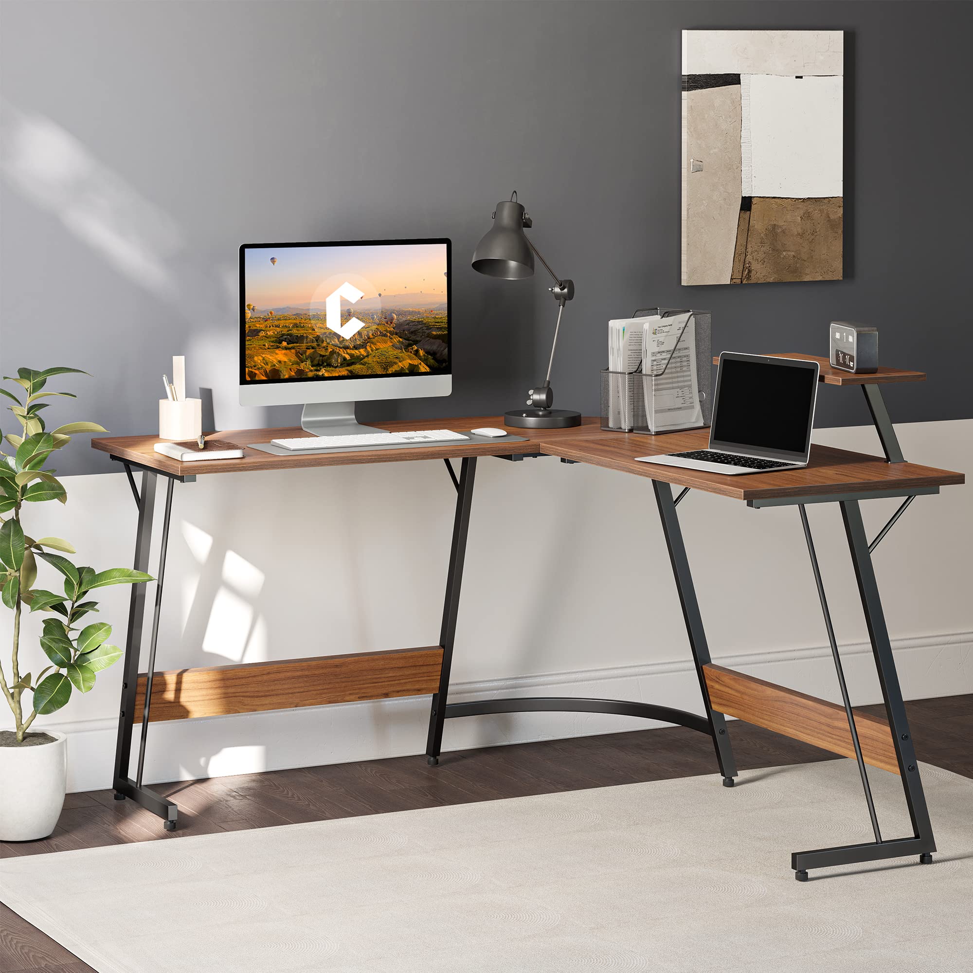 Cubiker Office L Shaped Writing Study Computer Desk, Modern Home Laptop