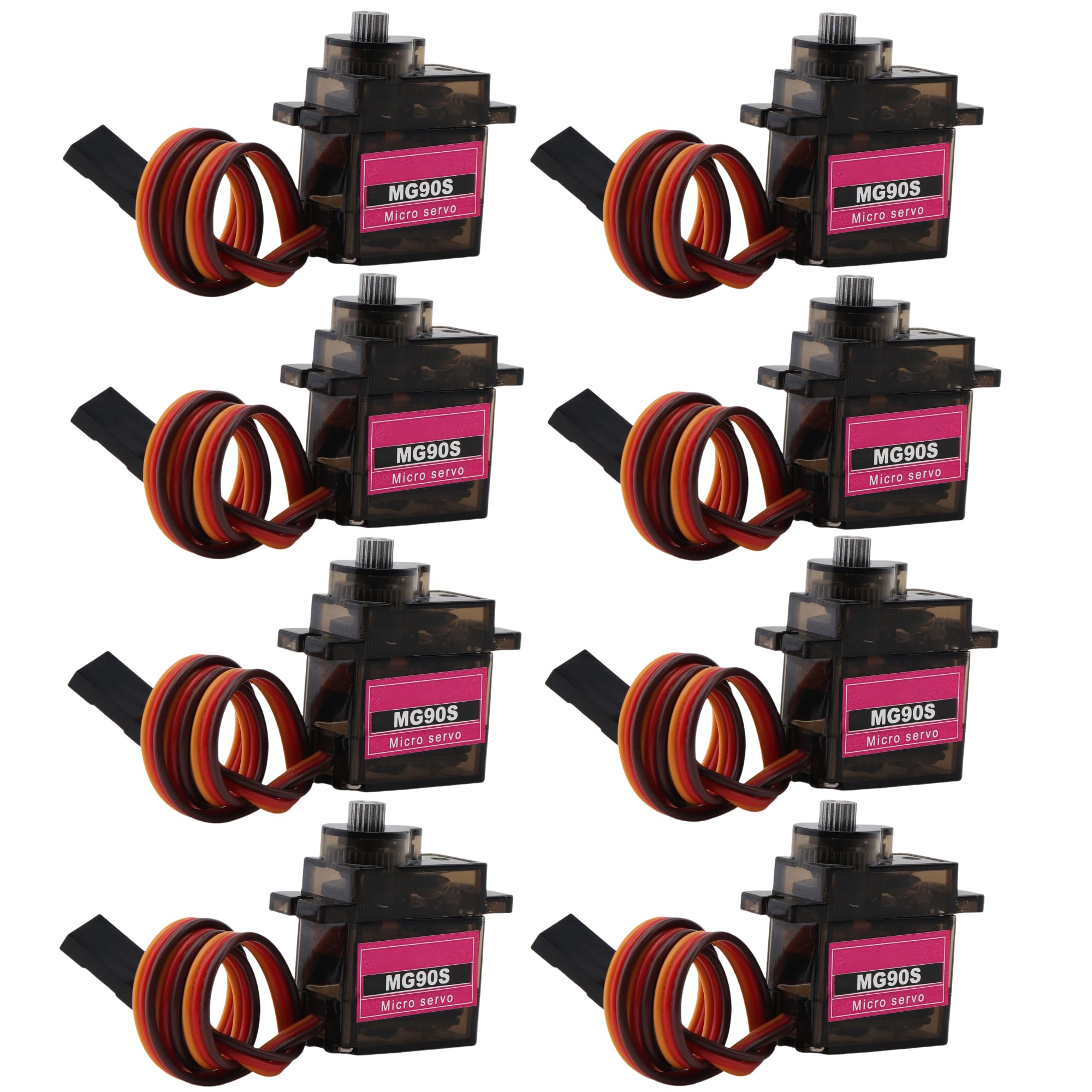 DiGiYes 8Pack MG90S Micro Servo Motor Metal Geared 9G for Helicopter Airplane Boat Smart Robot Car Controls (4, Control Angle 180 Degree)