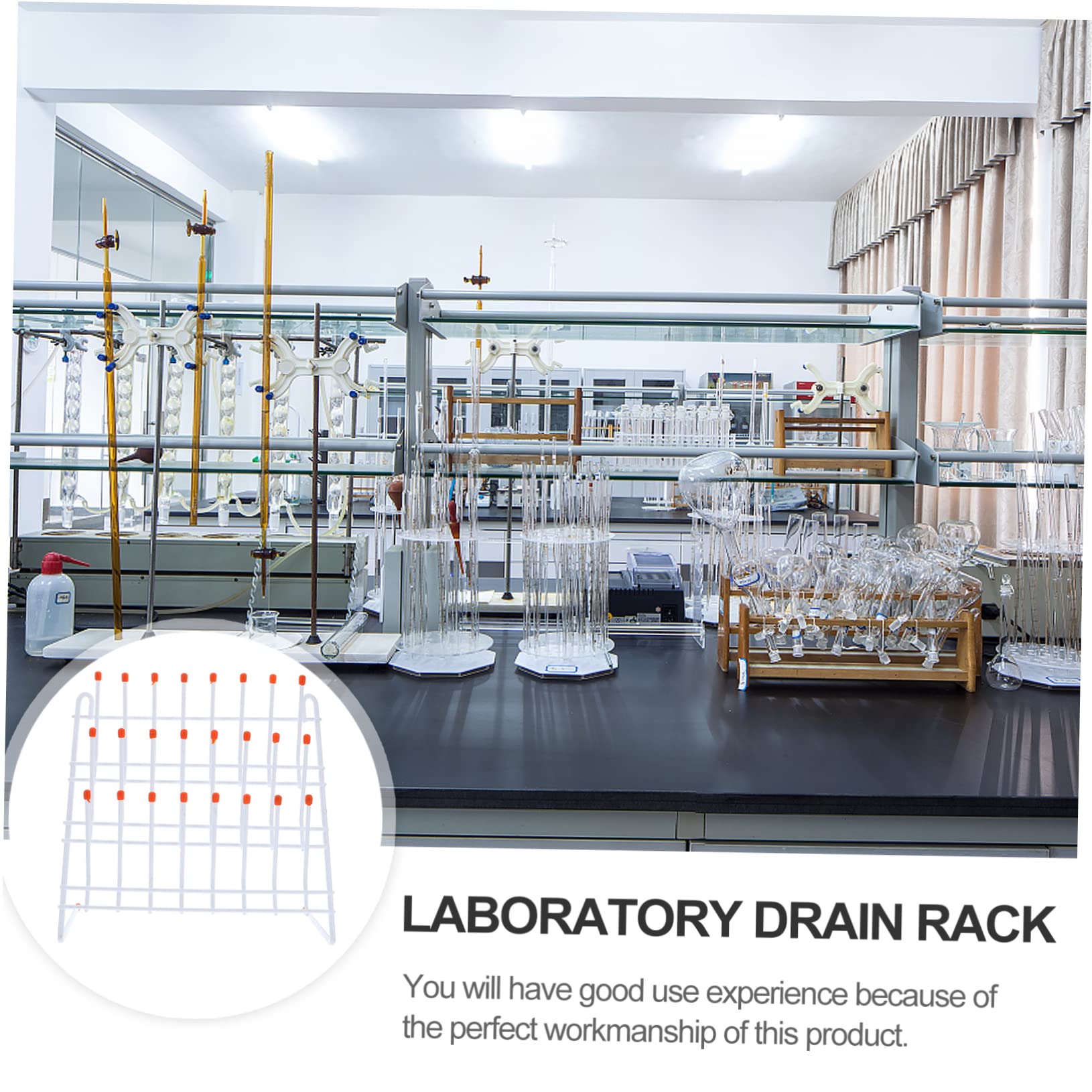 Healvian Supporto per Asciugatura del Becher in Metallo Bianco, Rack Laboratorio Pratico per Contenitori e Provette, Design Semplice e Resistente