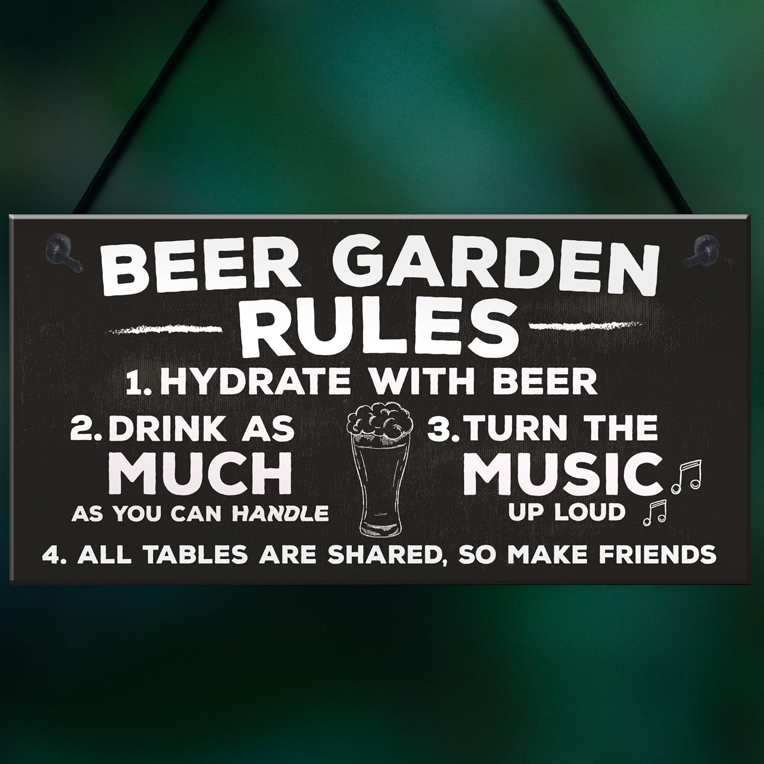RED OCEAN Beer Garden Rules Chic Hanging Wall Sign Shed Pub Garden Plaque Alcohol Friendship Gift