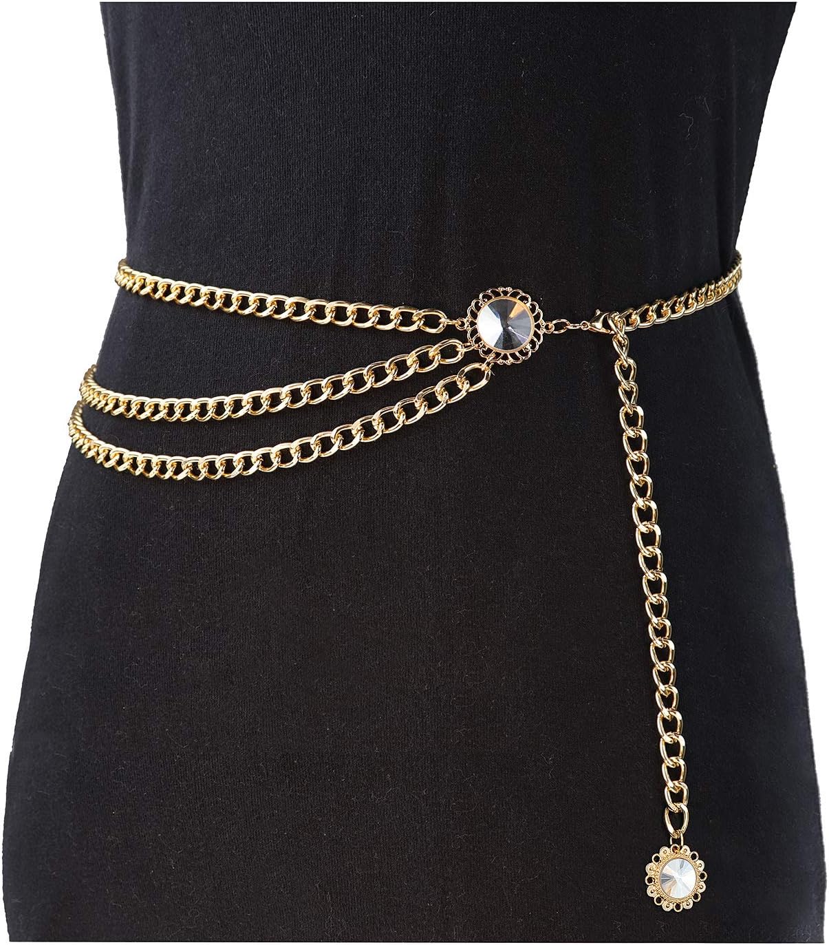 Glamorstar Multilayer Metal Waist Chain Dress Belts Metal Belt for Women - Image 2