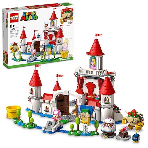 LEGO Super Mario Peach’s Castle Expansion Set 71408, Buildable Game Toy, Gifts for Kids Aged 8 Plus with Time Block Plus Bowser and Toadette Figures, to Combine with Starter Course