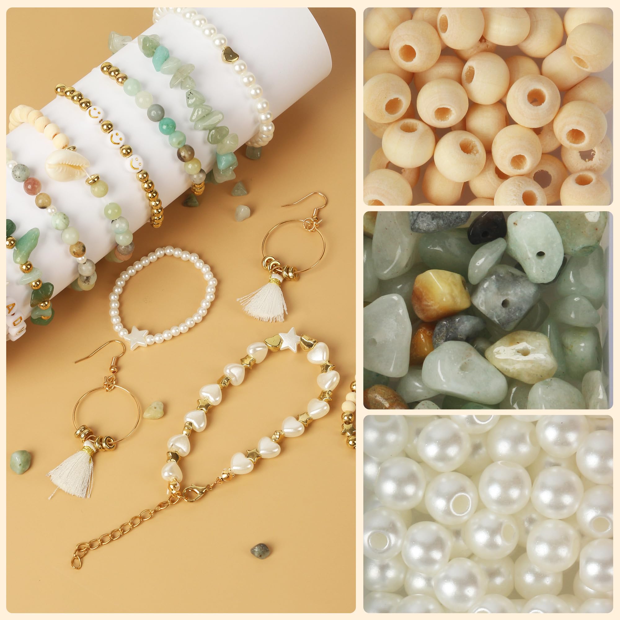 POTUANOT 5244 PZ Perline Per Braccialetti Bambina,Set di Perline Fai da Te,Kit Perline Per Bigiotteria Fai Da Te,con Lettere, Faccina, Accessori in Argento
