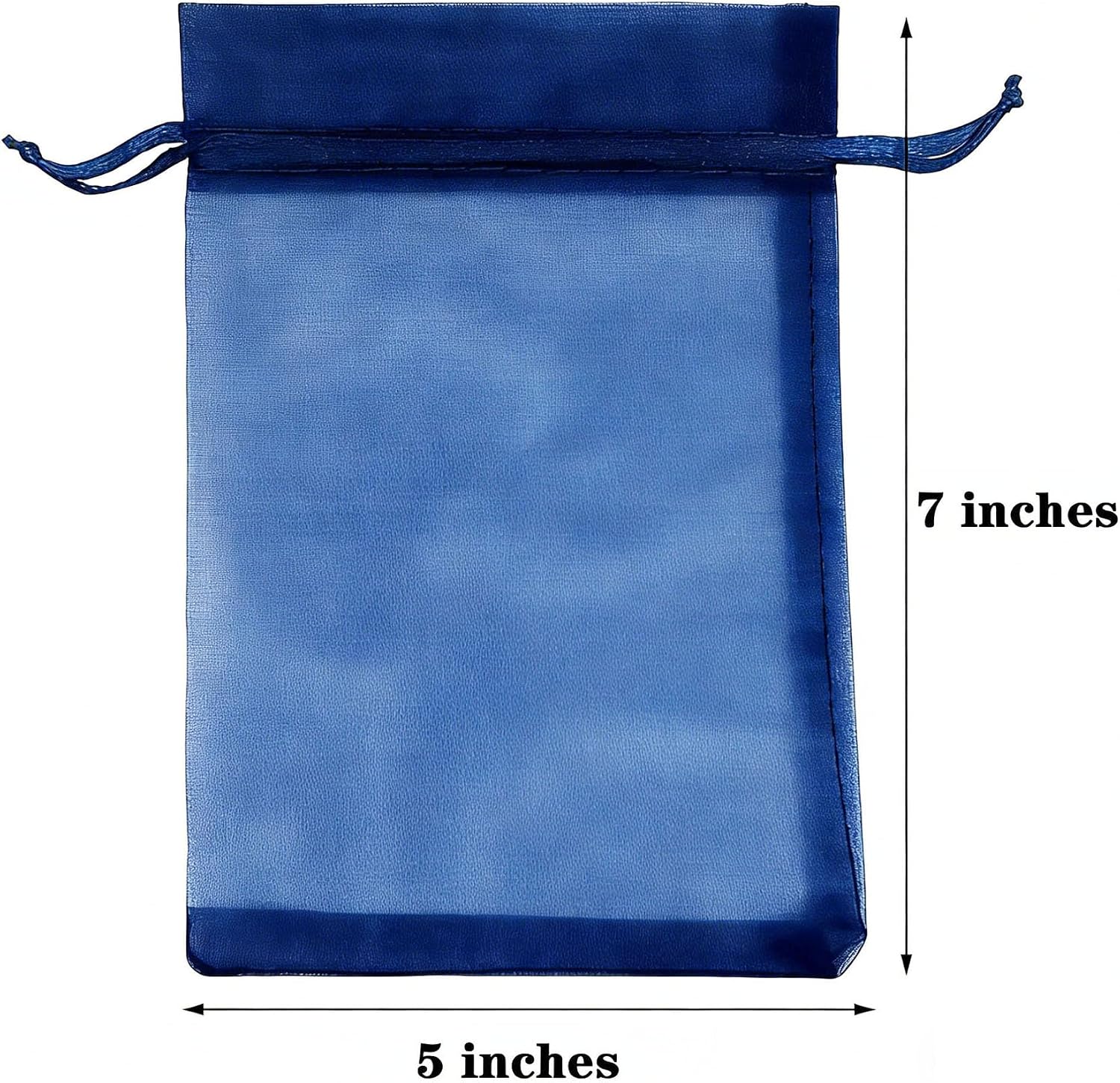 TICBRY 5x7 Inch Sheer Organza Mesh Drawstring Gift Wrap Bags Navy Blue 50pc image 2