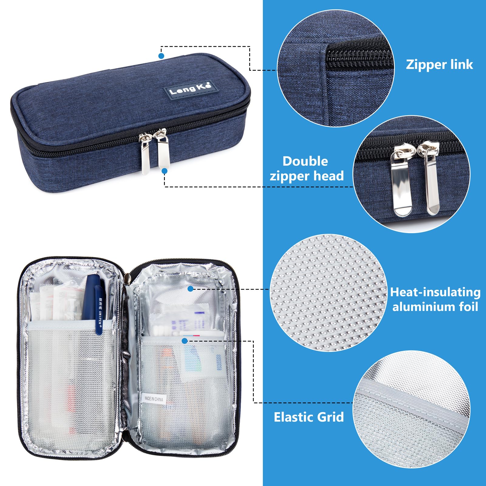 Étui Isotherme De Voyage Pour Stylo à Insuline - Taille 20,5x7,5x5,5 Cm - Neuf - Marque Générique