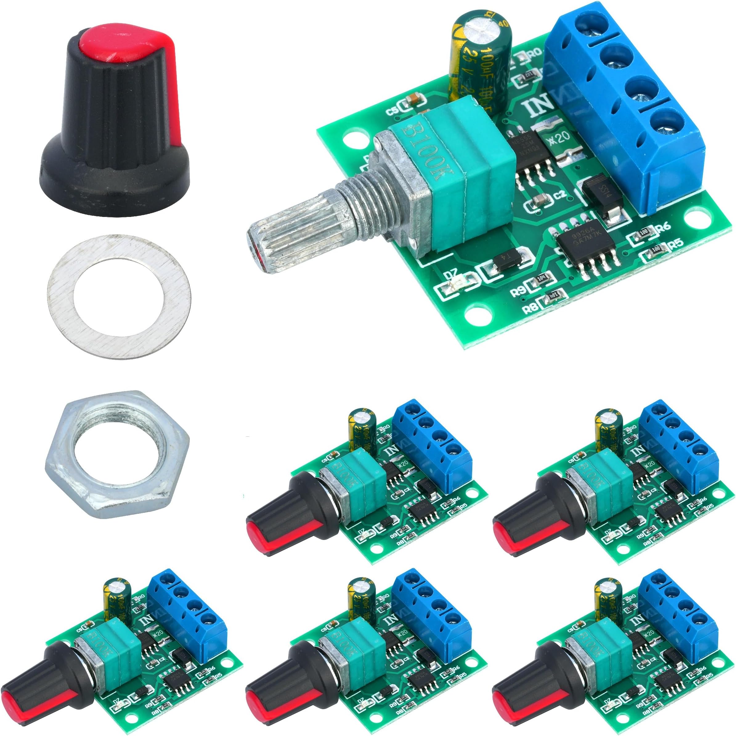 WWZMDiB 6 Pcs PWM Low Voltage DC Motor Speed Controller Using 1803BK chip Support 1.8V 3V 5V 6V 12V 2A 30W Adjustable Driver Switch for Fan with self-Recovery Fuse LED