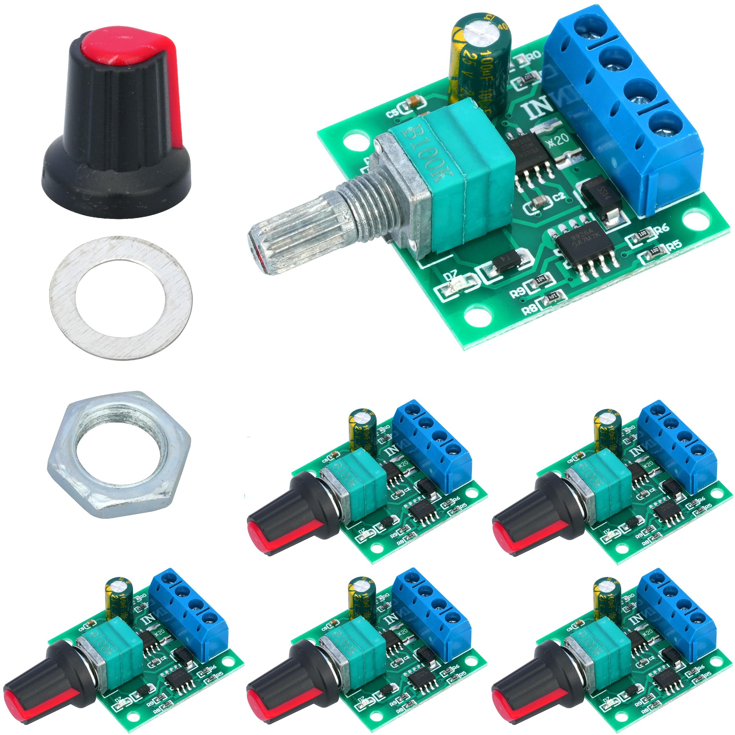 WWZMDiB 6 Pcs PWM Low Voltage DC Motor Speed Controller Using 1803BK chip Support 1.8V 3V 5V 6V 12V 2A 30W Adjustable Driver Switch for Fan with self-Recovery Fuse LED