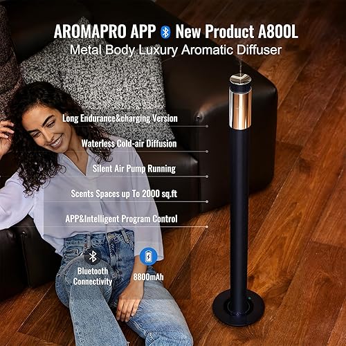 Miniatura 2 de Difusor de aceite esencial sin agua grande de 40 pulgadas, difusor de aroma de hotel de lujo, incluye aceites de fragancia de 4.1 fl oz, control de