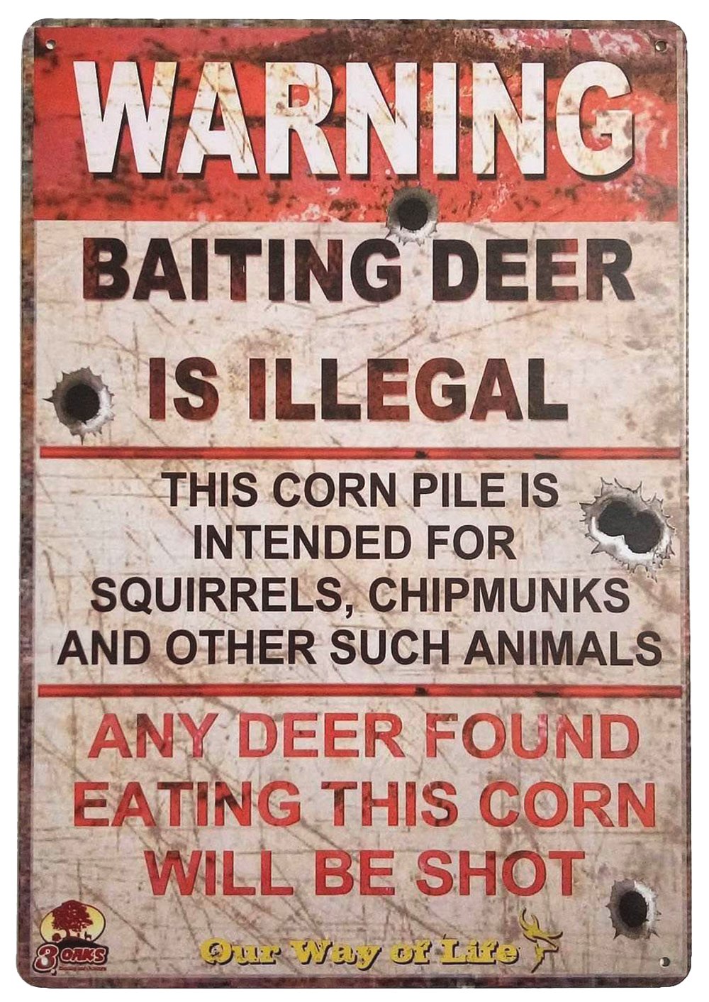 Hioni Warning Baiting Deer, Hunting Metal Tin Sign, Vintage Plaque Wall Decor