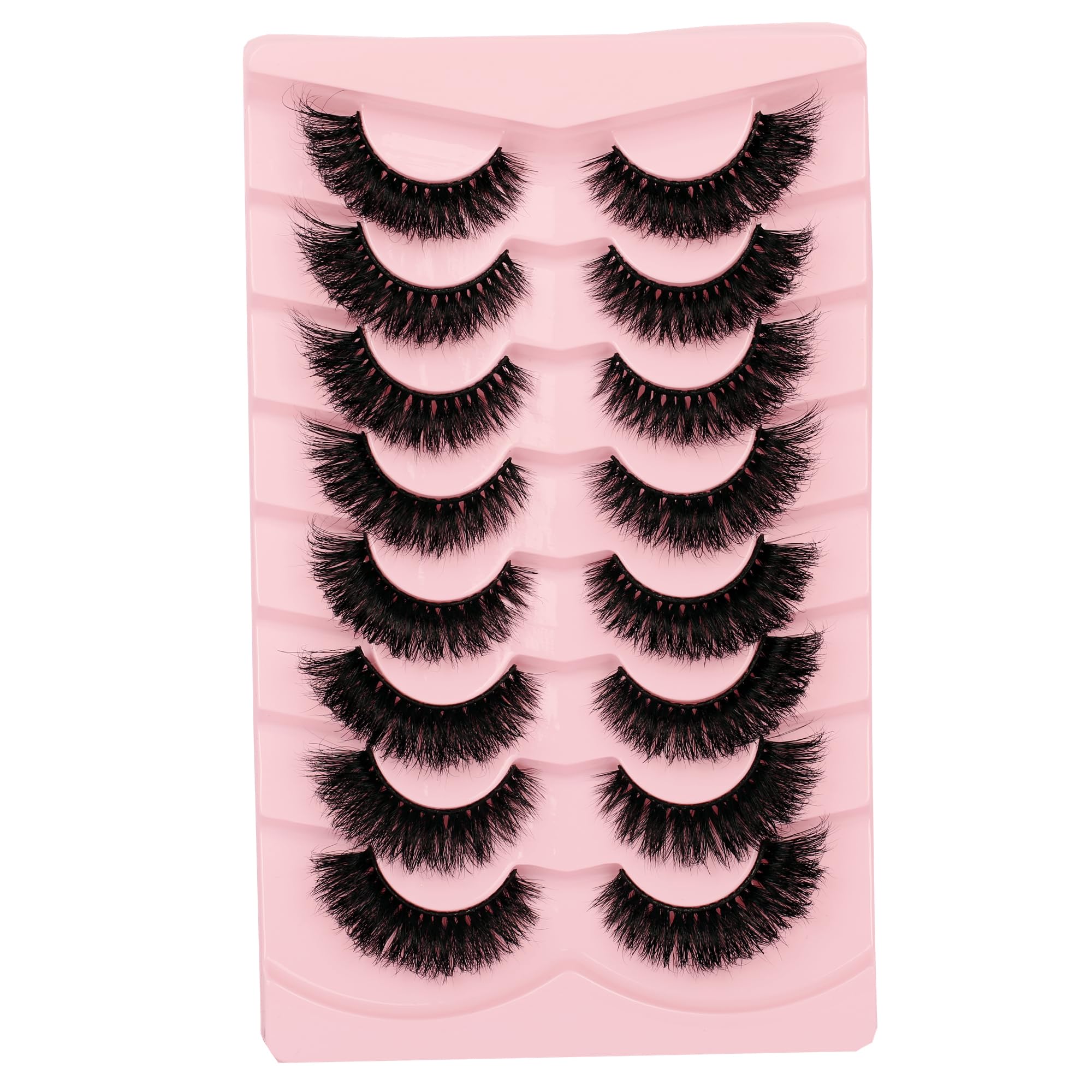 Gmagictobo Lashes Natural Look 14MM Fluffy Mink Lashes Pack False Eyelashes Cat Eye Fake Eye Lashes Thick Curly 8D Dramatic Soft Strip False Lashes 8 Pairs Multipack