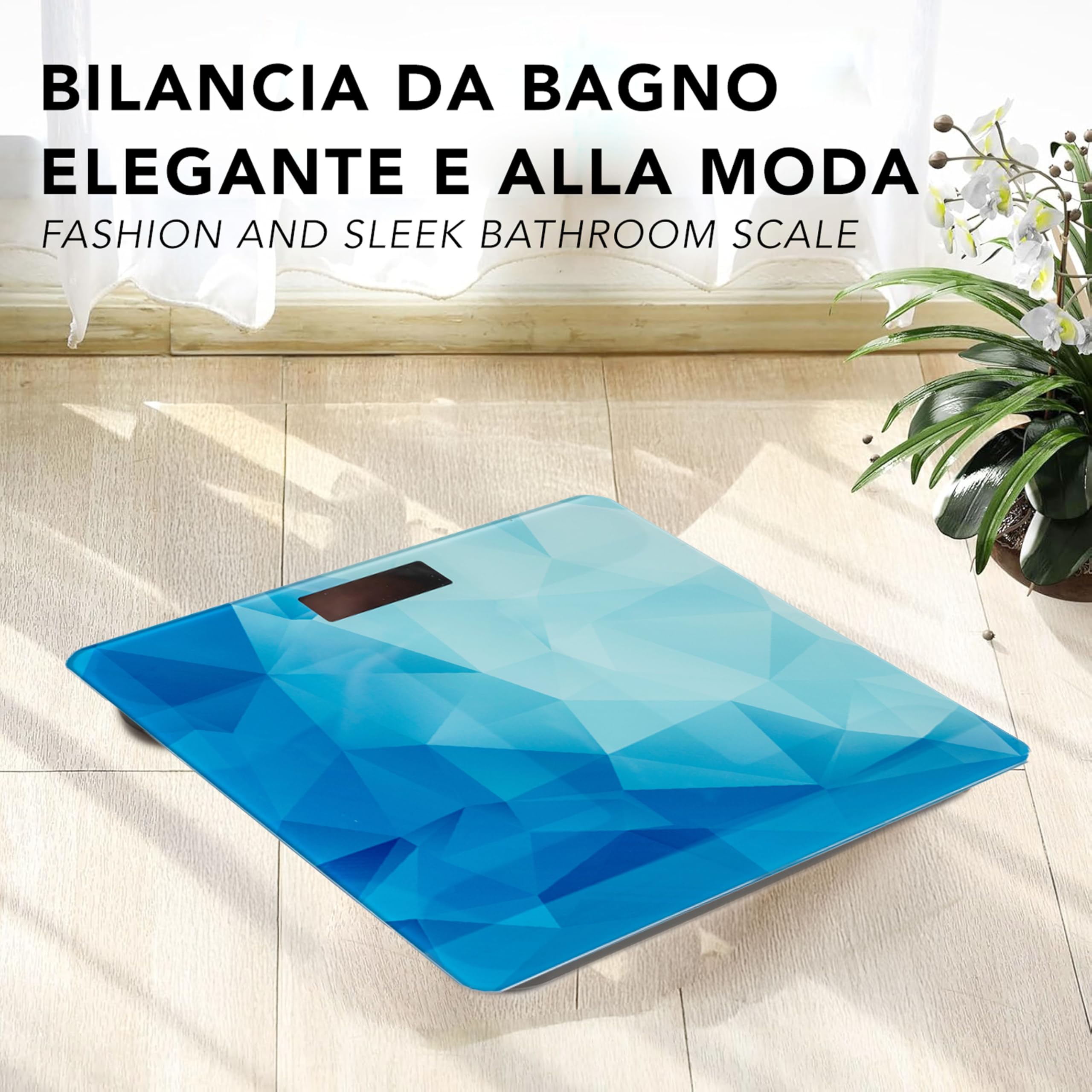IPEA Bilancia Pesapersone Digitale Ultra Sottile - Tecnologia STEP ON - Massima Precisione Peso - Design Elegante - Bilancia in Vetro Temperato con Display misurazione precisa 0,1 KG - Max 180Kg