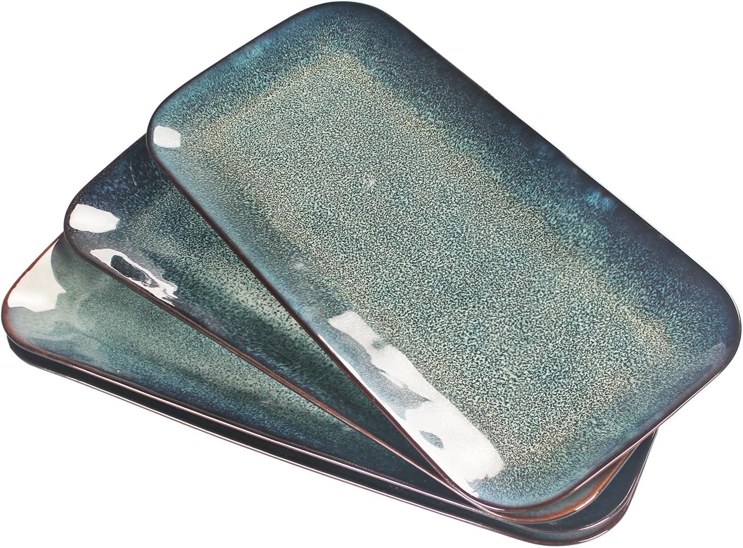 jinsongdafa Ceramic Salad Plates 32 CM Serving Platters Set of 4, Rectangular Serving Plates