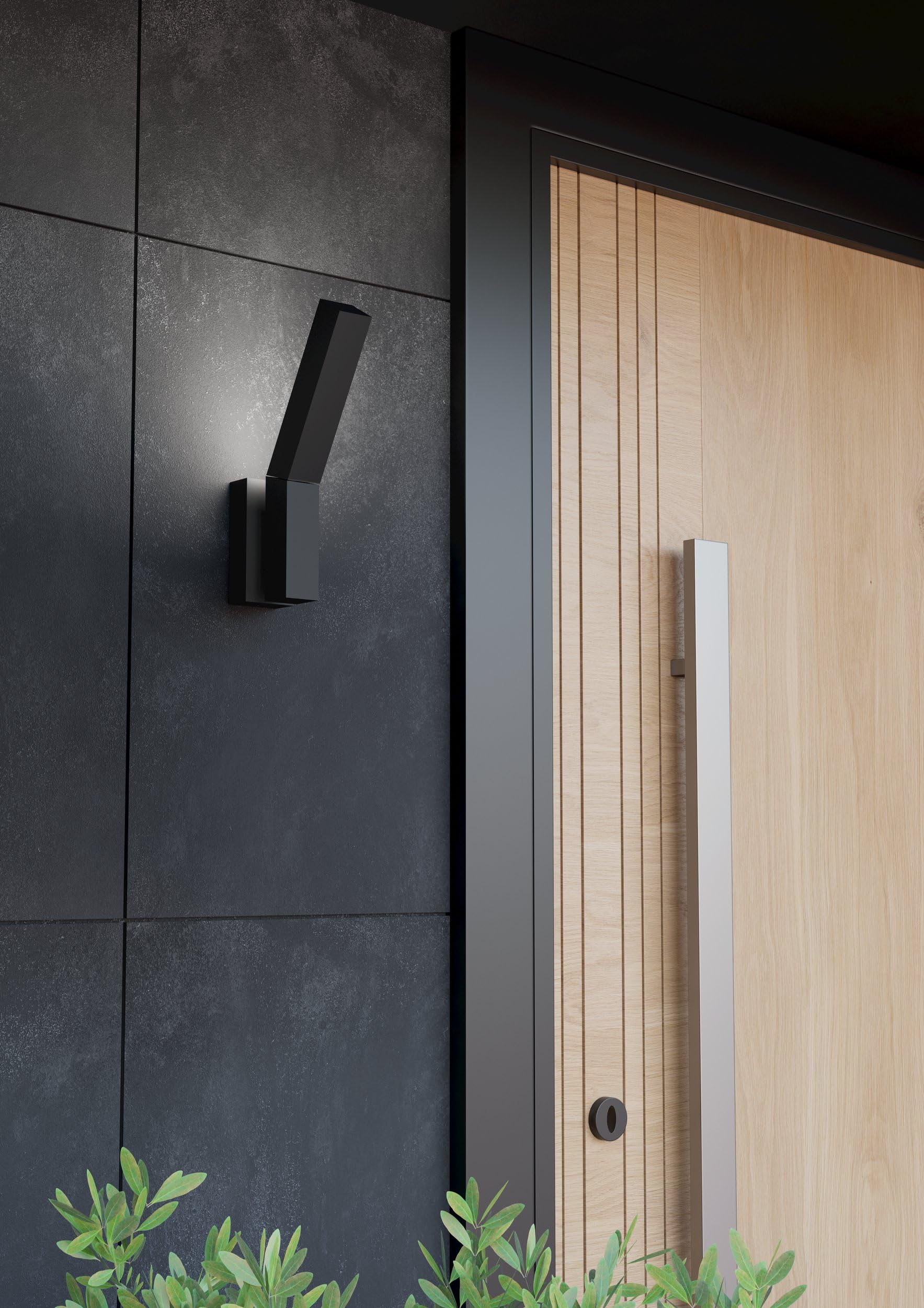 Eglo Ugento - Lampada da parete LED per esterni con faretto spot | orientabile, applique per esterni con illuminazione indiretta, lampada da muro in metallo nero, luce bianca calda, IP44
