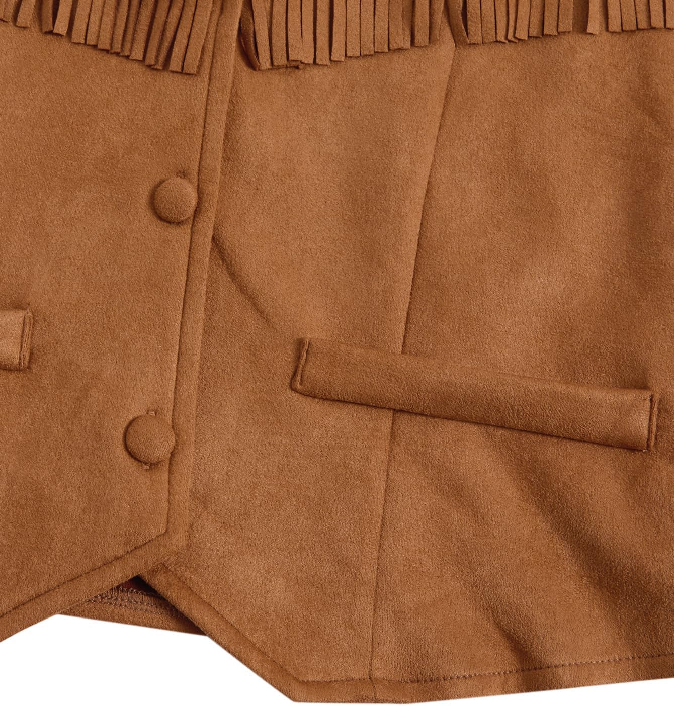 Girl's Tassels Sleeveless Vest 70s Hippie Faux Suede Boho Western Cowgirl Fringe Jacket Cardigan - Image 3