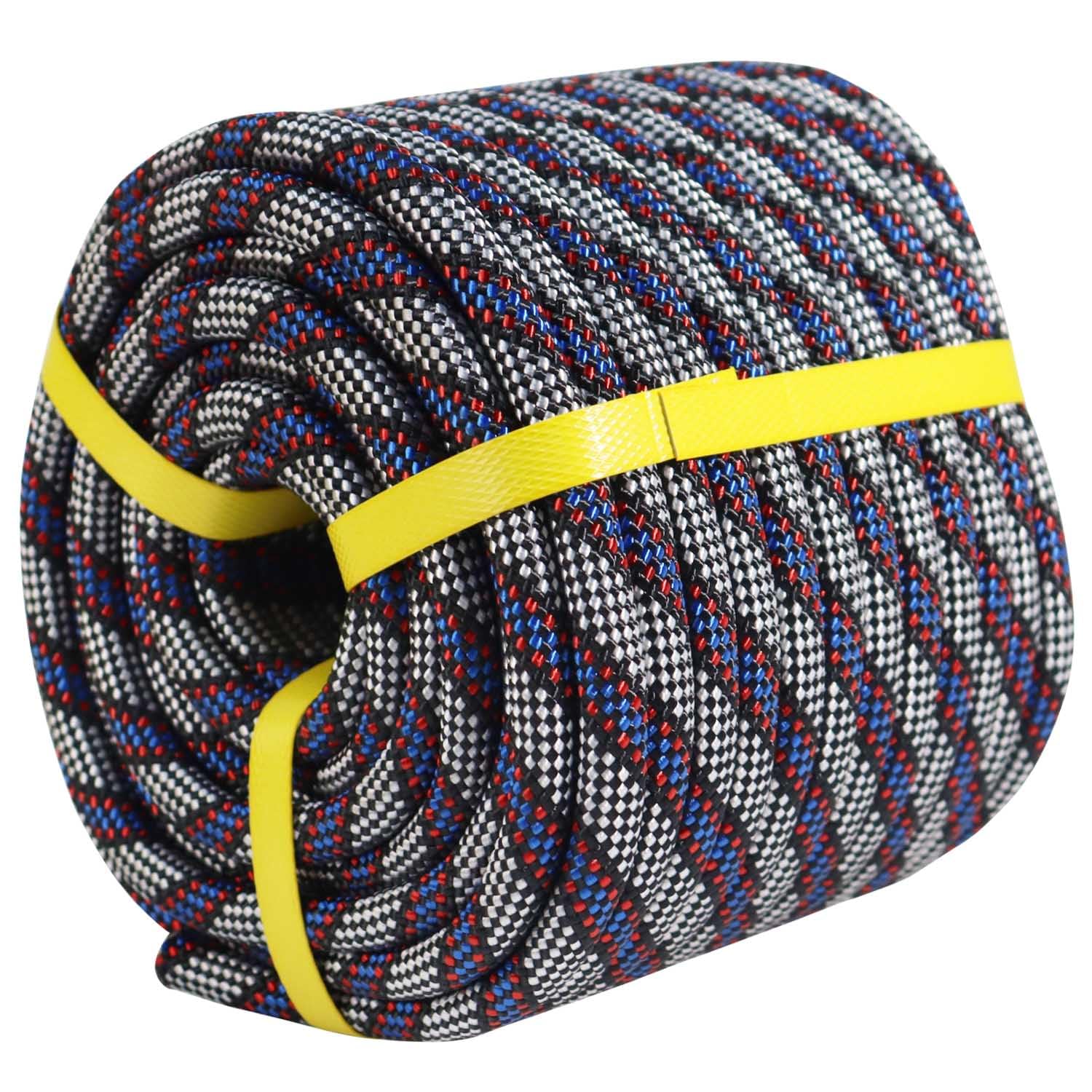 CRAYZA Double Braided Polyester Rope (1/2 in x 50 ft) Strong Arborist Rigging Rope 48 Strands for Climbing Tree Work Pulling Sailing, Black/White