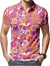 Mens 70s Golf Shirts for Men,Funny Golf Shirts for Men Short Sleeve,Mens 70s Shirt 70s Outfits for Men, Medium