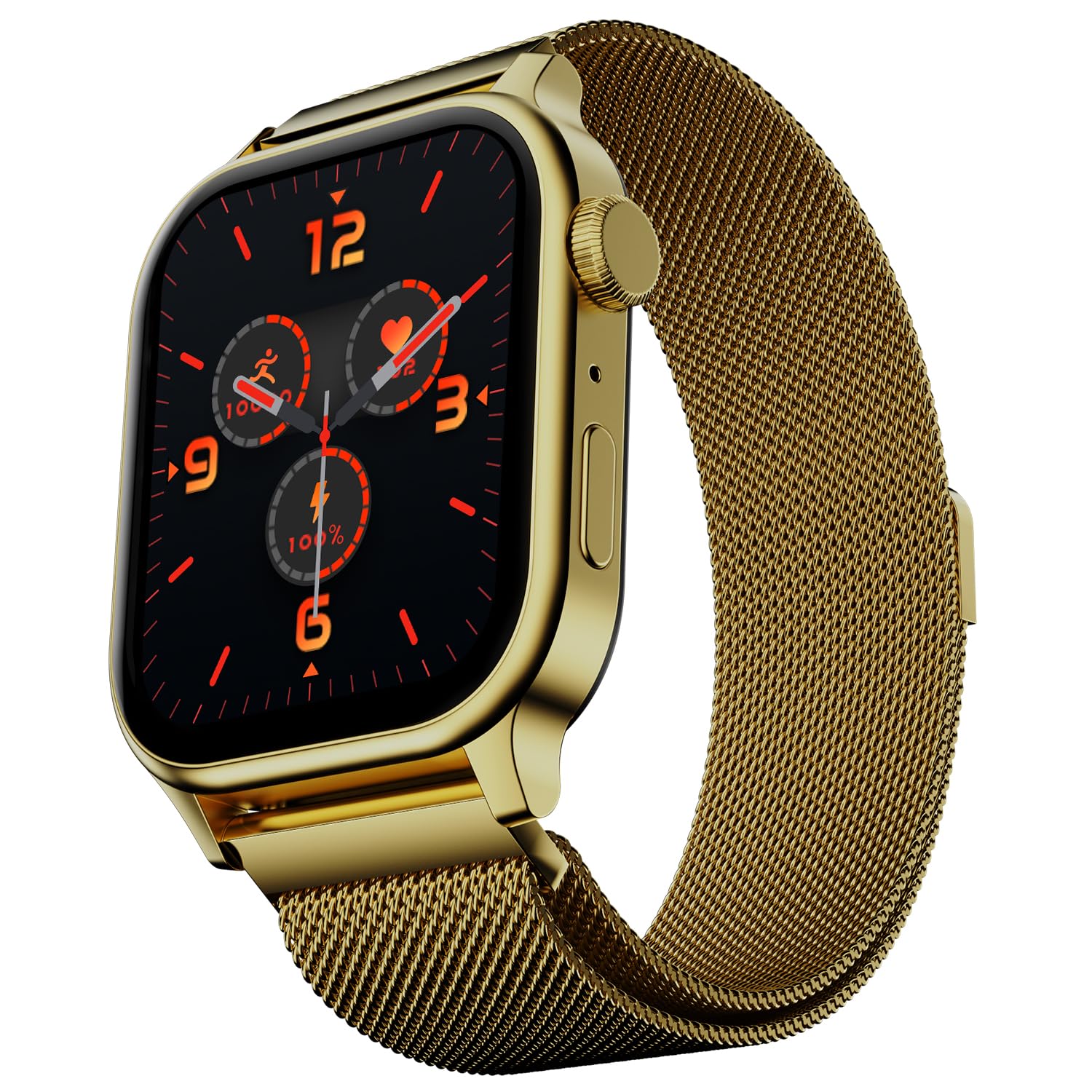 Fire-Boltt Rise Luxe Smart Watch, 1.85" HD Display, Metal Body with Bluetooth Calling, Rotating Crown, AI Voice Assistant, 120 Sports Modes, Neon UI, SpO2 & Heart Rate Monitoring (Gold Mesh)-image-29