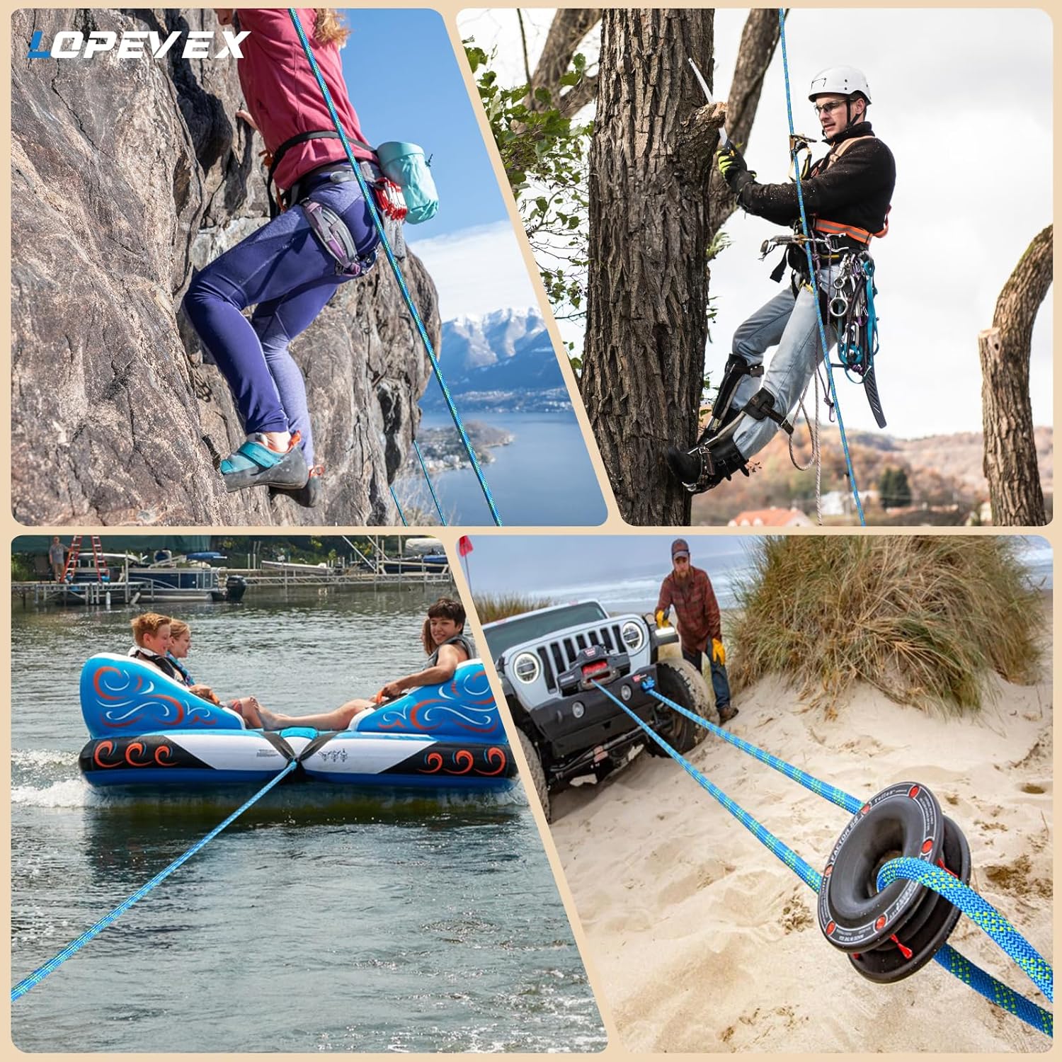 1/2 Inch Braided Polyester Rope, 100 Ft Blue - Arborist Rope for Tree Climbing, Rigging, Pulling, Nautical Rope Swing