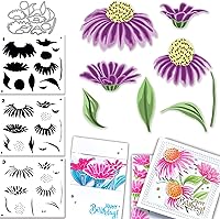 Vista 9 de Alinacutle 5 plantillas de capas de flores de peonía y 1 juego de troqueles de marco, plantillas de plástico con marcos, corte de metal, troqueladas