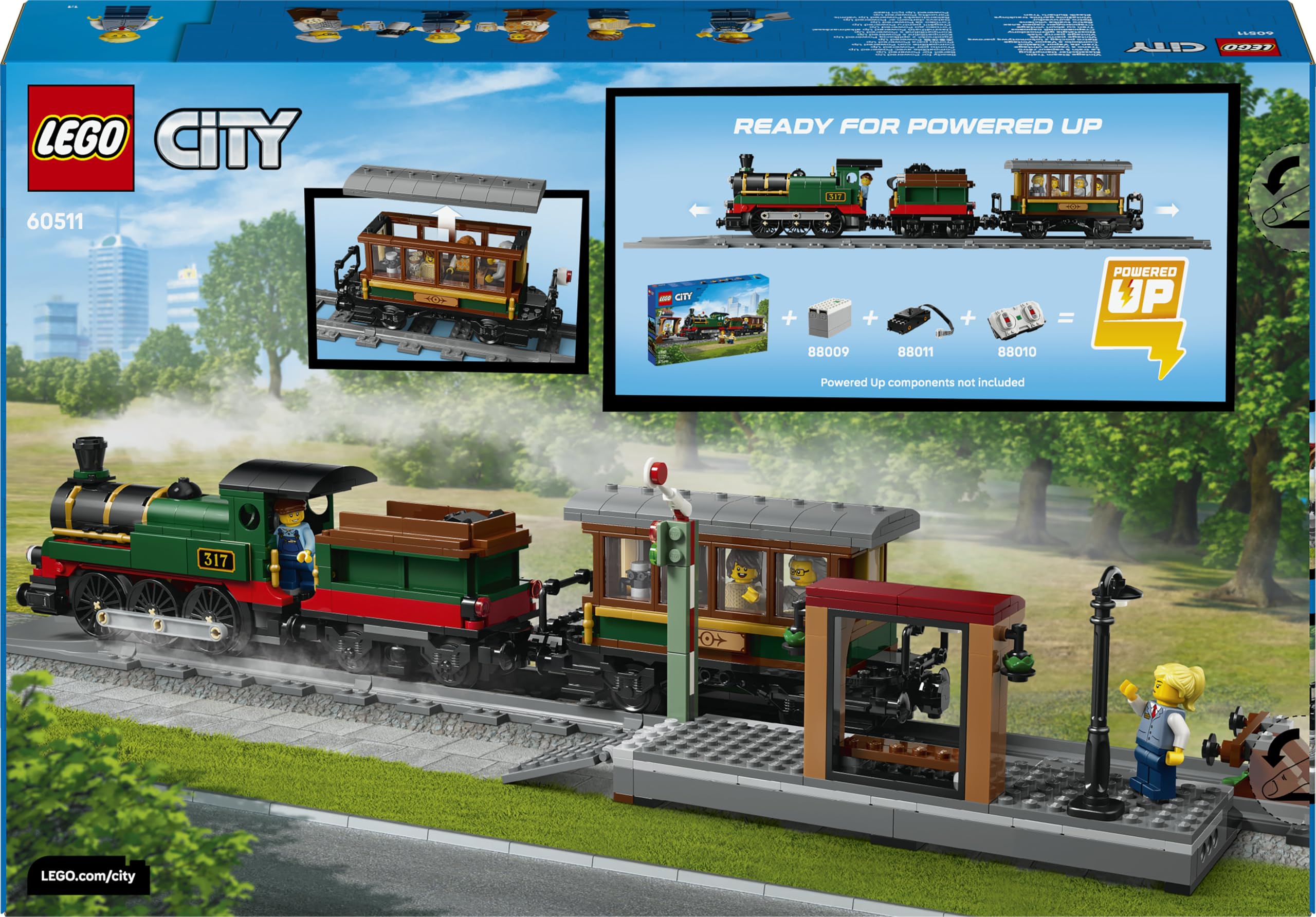LEGO City Treno a Vapore Vintage Giocattolo - Kit di Modellismo STEM con Stazione, Binari, Cabina di Comando, Segnale di Stop e 5 Minifigure - Regalo di Compleanno per Bambini da 7 Anni in su - 60511