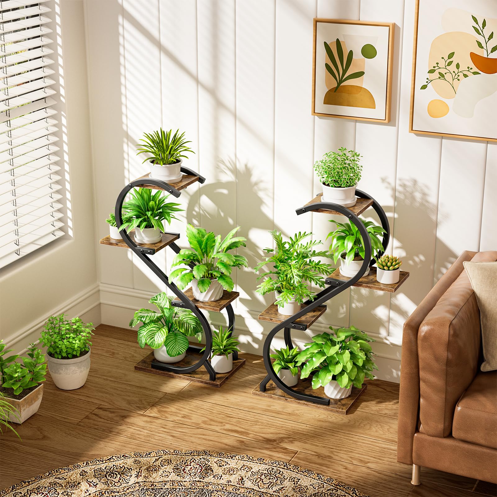 LATIBELL Lot de 2 supports de plantes avec lampe de culture, 4 étagères en