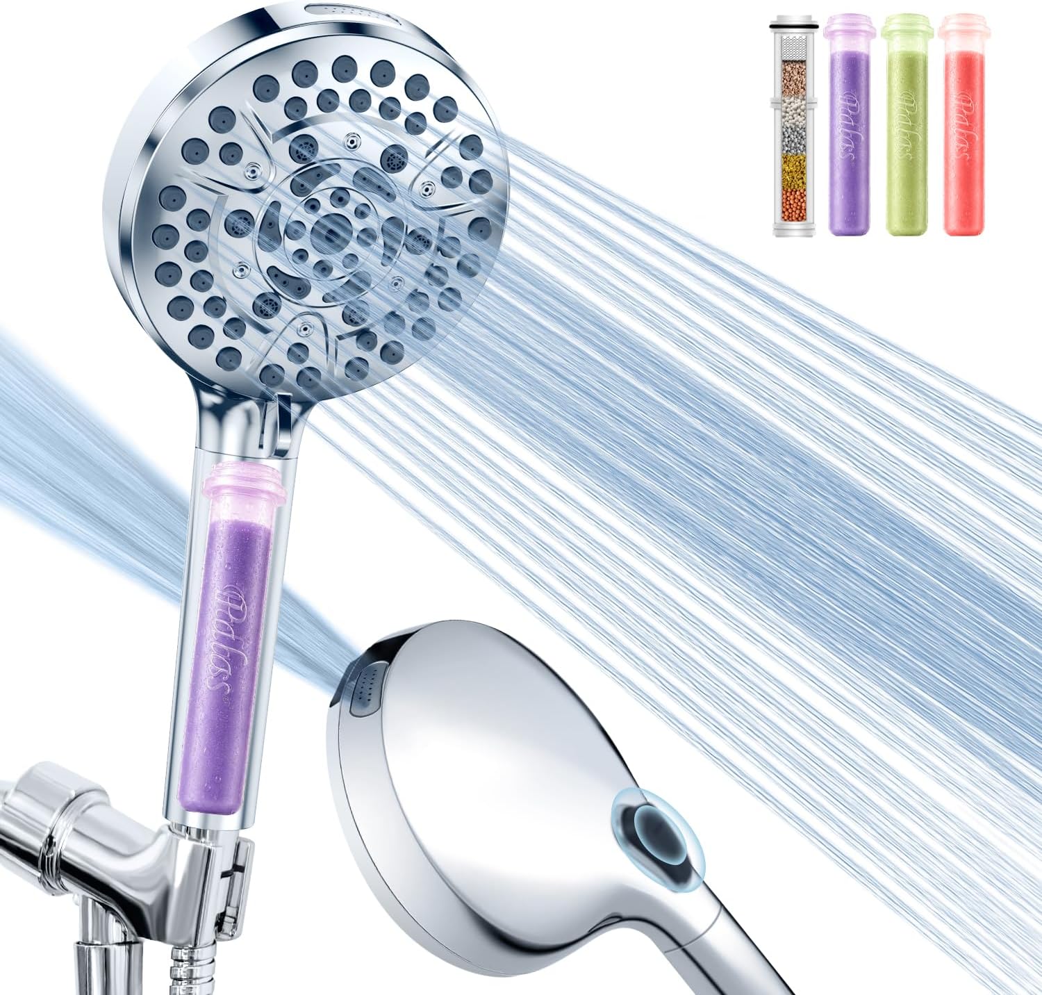 Filtered Shower Head with Handheld High Pressure 10 Spray Modes, Chrome-Mix | with 3-Pack Aromatherapy Filter (Eucalyptus, Rose, Lavender) Hard Water Softener for Chlorine Removal,Reduce Dry Itchy Skin