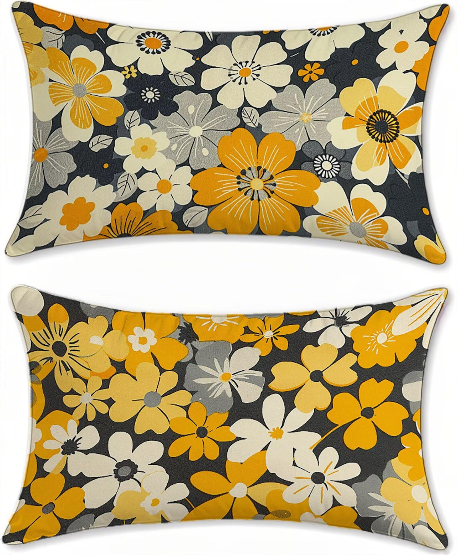 Housse coussin exterieur impermeable jaune en lin de qualite pour salon de jardin 60x90cm
