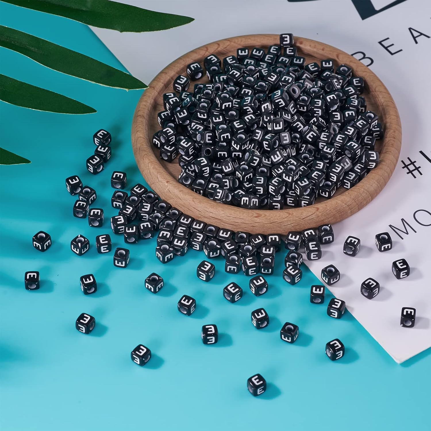 FASHEWELRY 500Pcs Cube Acrylic Letter Beads 5x5x5mm Black Square Letter E Alphabet Beads for DIY Bracelet Necklace Jewelry Making - Image 7