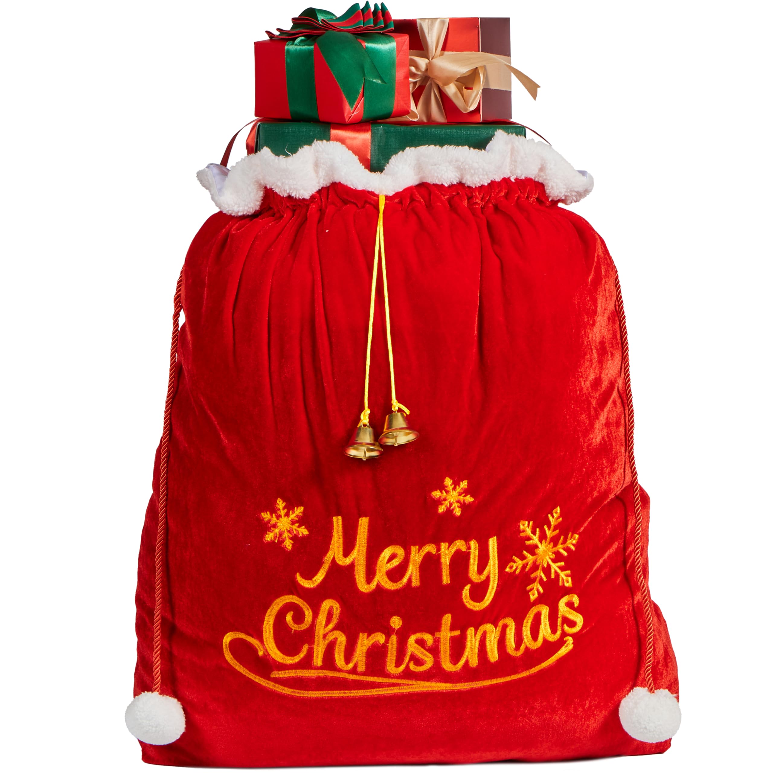 Joyin Red Gift Bag 31" X 27", Santa Sack With Cord Drawstring For Indoor Xmas Give Decoration, Gift Décor, Giant Presents Gifts Wrap