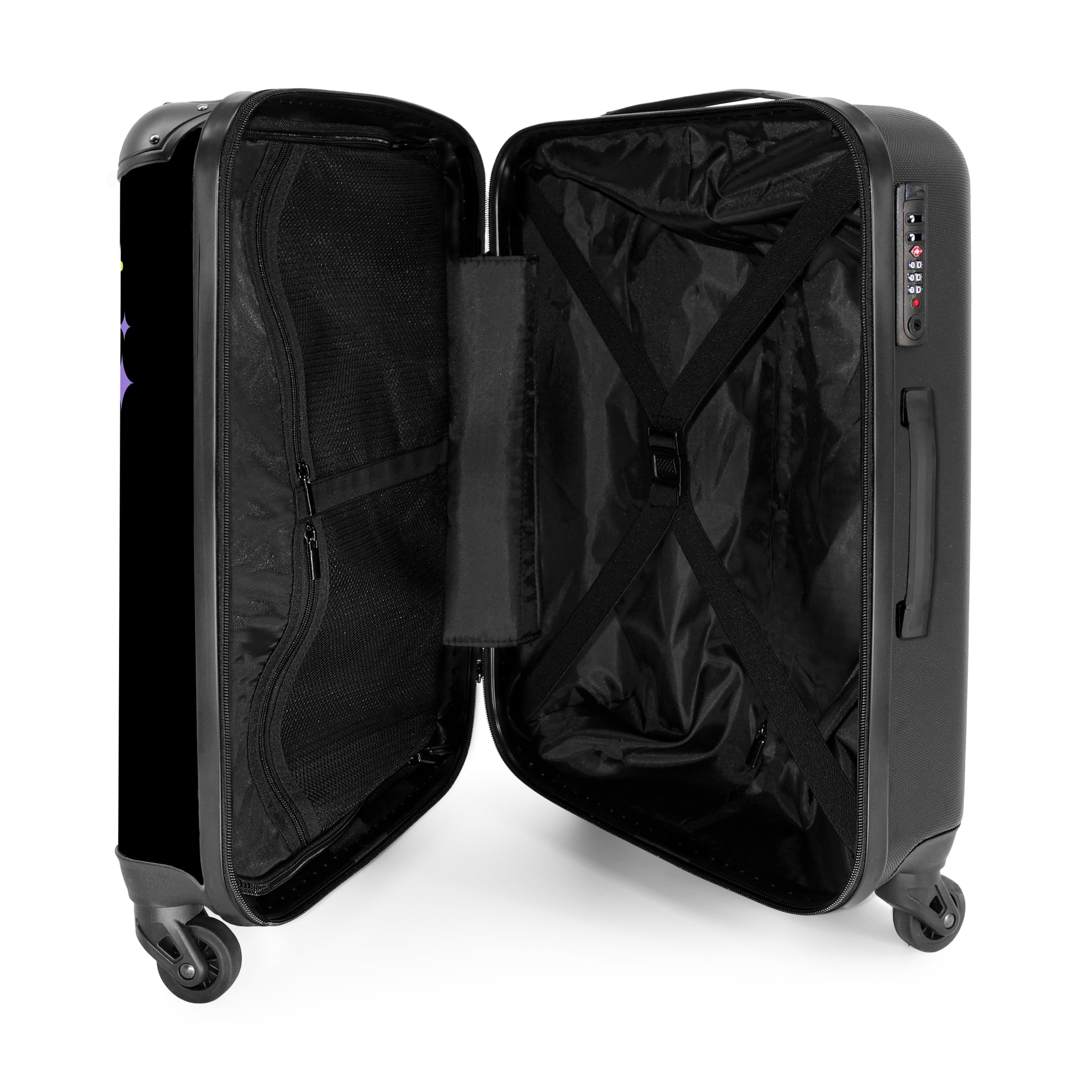 NoBoringSuitcases.com Valigia, Valigia Grande, Trolley Medio, Serratura TSA, Valigia Media, Valigia 20 kg, Valigia Grande 23 kg (67cm - 72L), (Never Regret e Orsetto di peluche rosa - Nero)