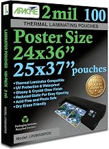 Apache Poster Size Laminating Pouches, 2 Mil, 100 Pack, Holds 24 x 36 Inch Projects (25 x 37 Inch Pouch Size), Thermal Laminator Compatible Laminating Sheets, Super Clear, Round Corners
