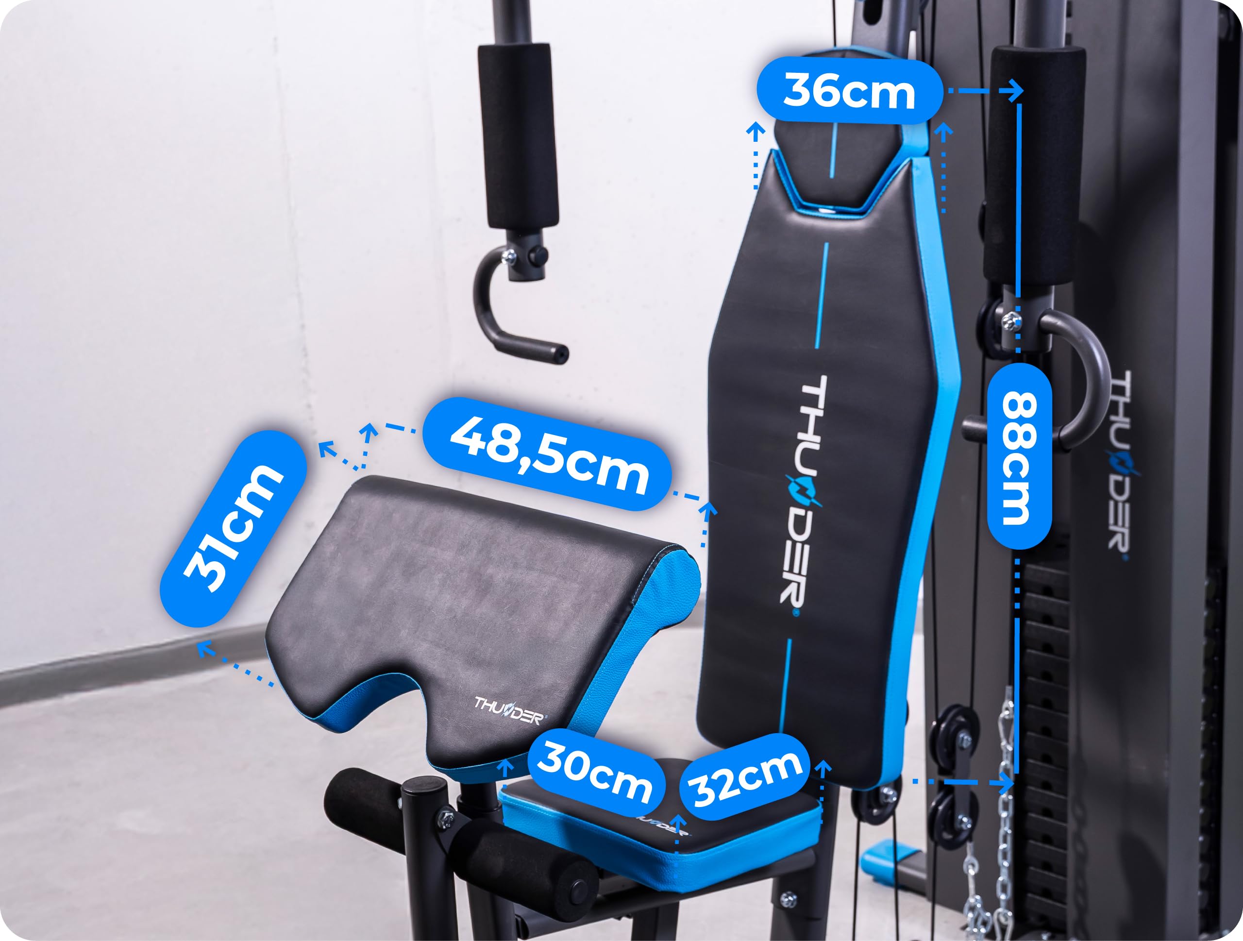 THUNDER Multifunktionale Kraftstation Home Gym Fitnessstation mit Kabelzug & Muskelaufbau Training