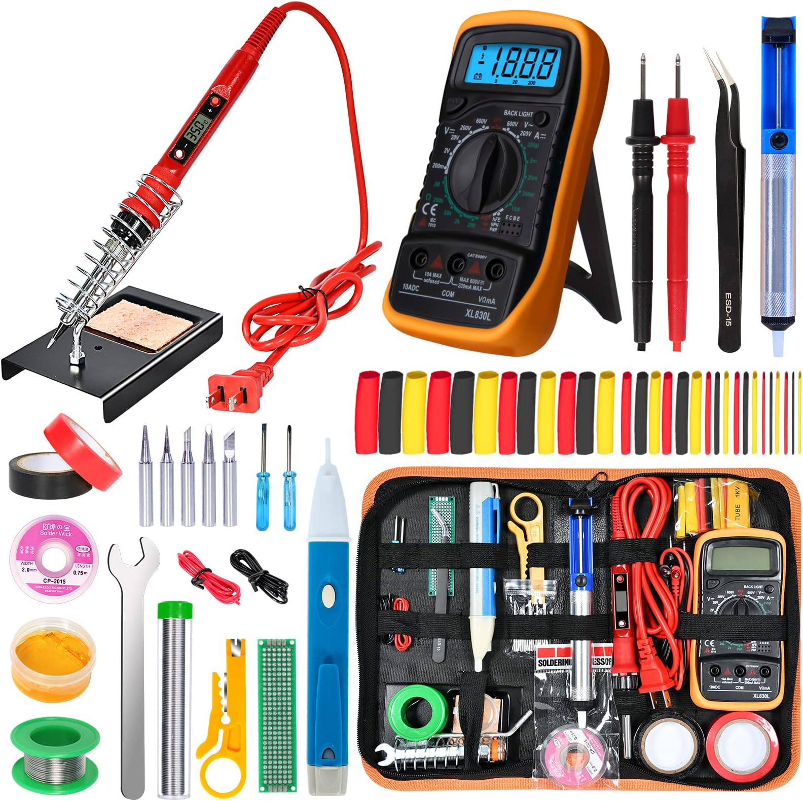 KYZHXVO Electronics Soldering Iron Kit, 80W LCD Digital Soldering Gun with Adjustable Temperature Controlled and Fast Heating Ceramic Thermostatic Design, 24pcs Solder Kit Welding Tool