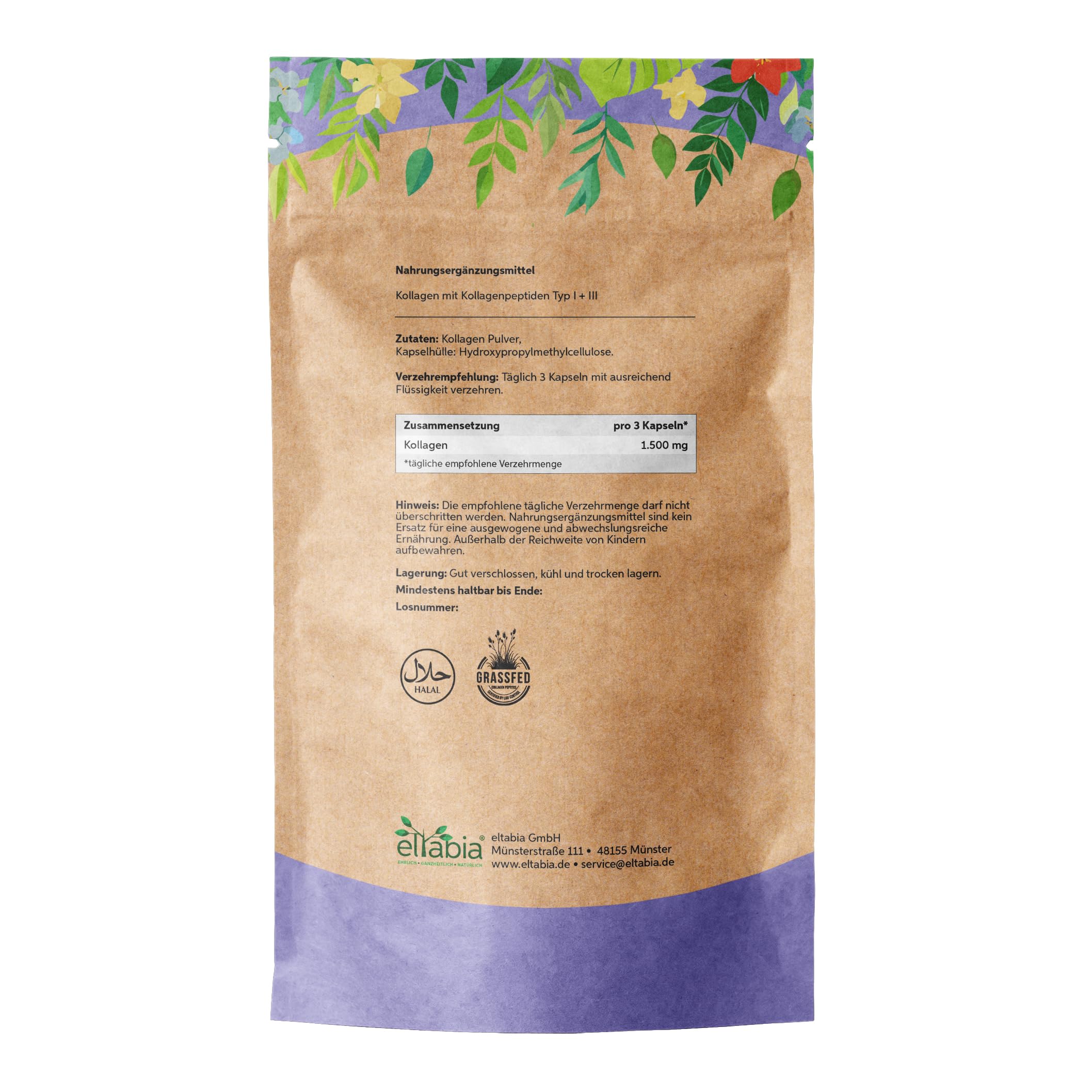 Lot de 1000 gélules de collagène | Haute dose de 1500 mg par jour | Peptides de collagène de bovin de qualité supérieure