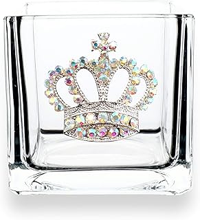 THE QUEENS' JEWELS Aurora Borealis Crown Jeweled 4x4 Candle Holder Vase ...