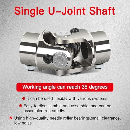 Miniatura 2 de cciyu Junta en U de dirección cromada 34" DD X 34-36 Juntas estriadas Eje 3.268 in