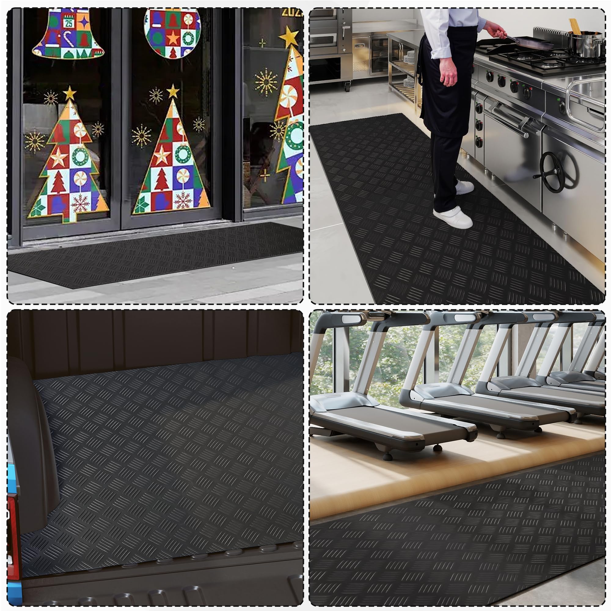 uyoyous Tapis en caoutchouc strié au mètre - 300 x 100 cm - Pour garage | Tapis en caoutchouc de 3 mm d'épaisseur - Pour garage - Antidérapant - Protection du sol - Noir