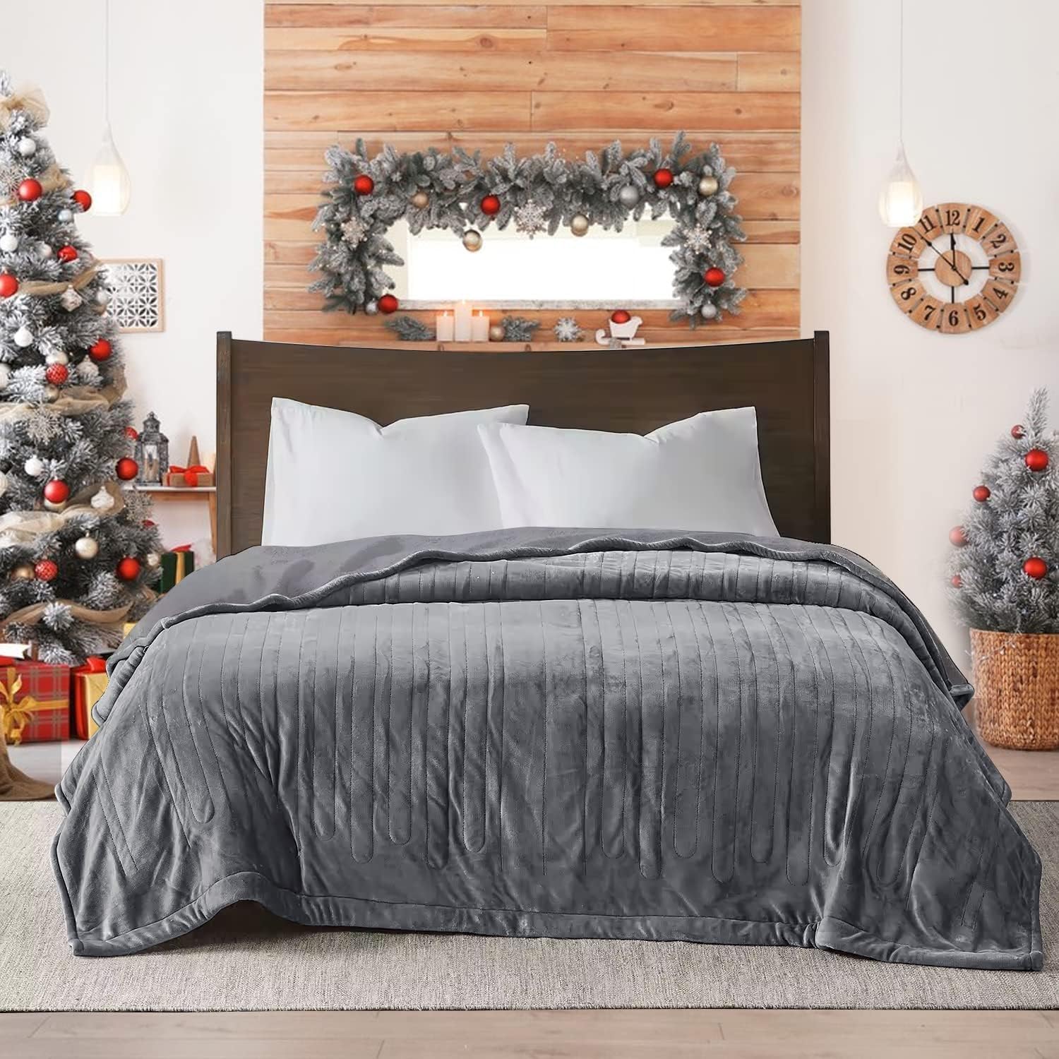 SUNVIVI Heated Electric Blanket Queen Size Dual Control, 10 Heat Settings, 12 Hours Auto Off, Machine Washable, ETL Certified, Overheating Protection, Grey, 84x90 Inch - Image 7