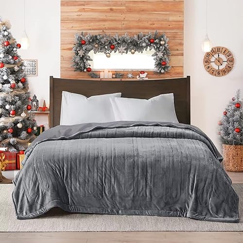 Miniatura 7 de SUNVIVI Manta eléctrica térmica tamaño Queen con doble control, 10 ajustes de calor, 12 horas de apagado automático, lavable a máquina, certificado