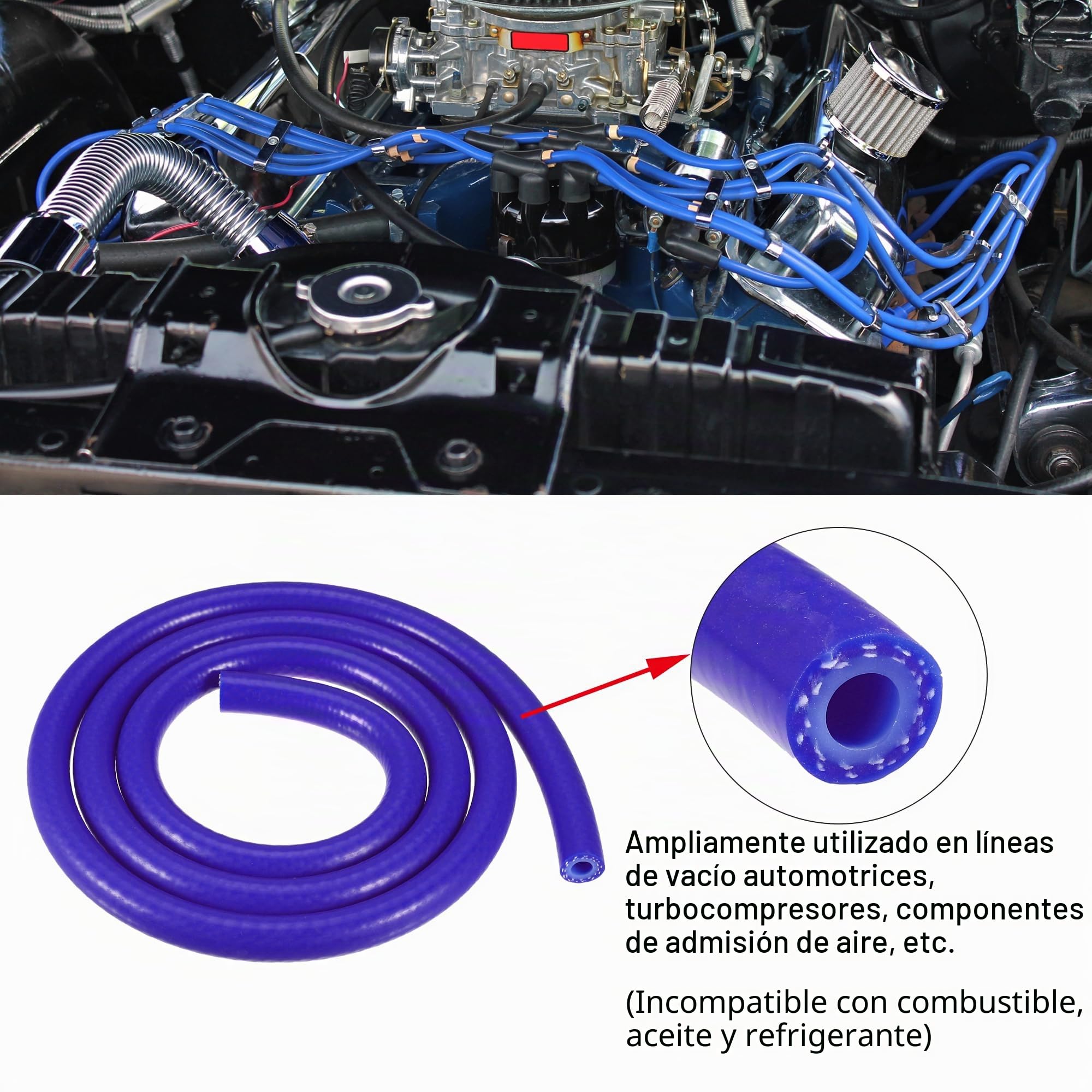 QUARKZMAN Tubo de Silicona de Vacío Manguera Línea Azul ID 8 mm 4.92 Pies Longitud