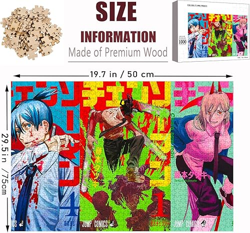 Miniatura 3 de Chainsaw Man - Rompecabezas de anime de 1000 piezas para adultos y niños colecciones de juegos de anime de madera regalos únicos personalizados de