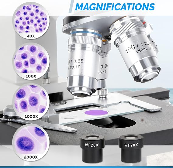 OMAX 40X-2000X Binocular Lab Compound LED Microscope with Microscope Book