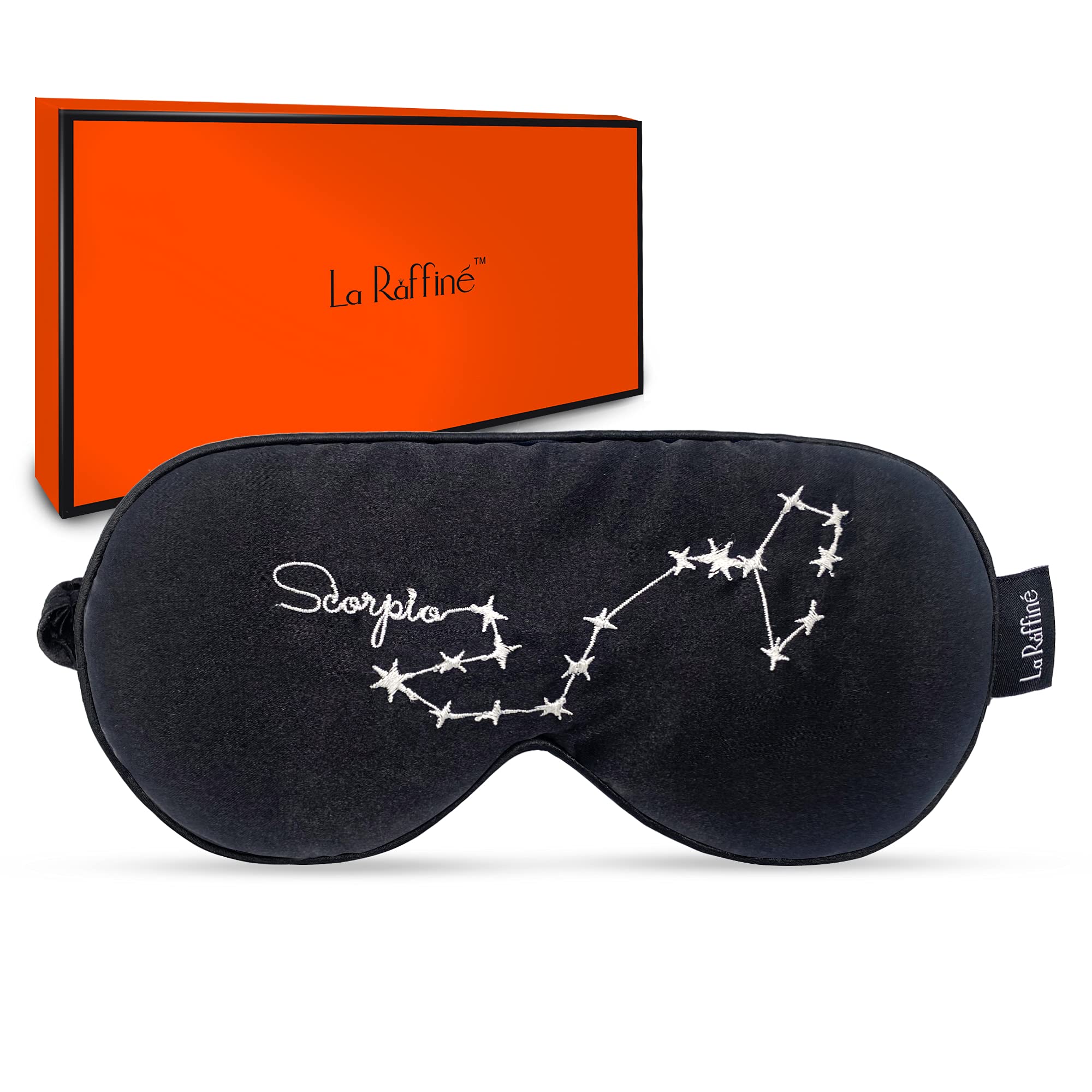 Sleep Mask with Constellation Embroidery Pattern Eye Mask for Sleeping Dry Eyes Block Out Light & Relieve Dry Eyes Adjustable Strap Size Sleeping Mask for Women Men Kids - Scorpio