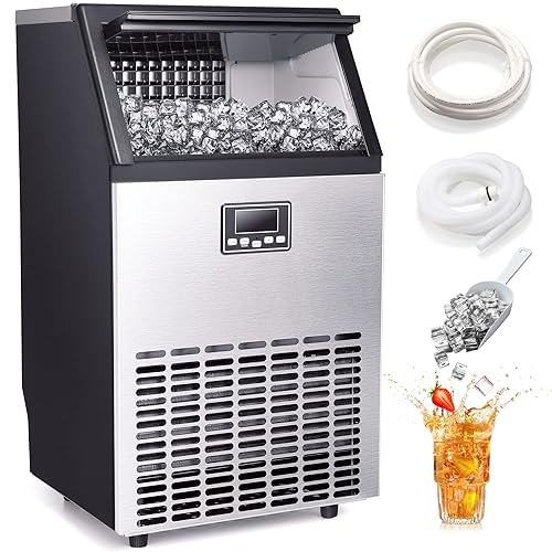 Xbeauty Dreamhld Máquina de hielo comercial, máquina de hielo autolimpiante para debajo del mostrador de 101 libras24 horas, máquina de hielo