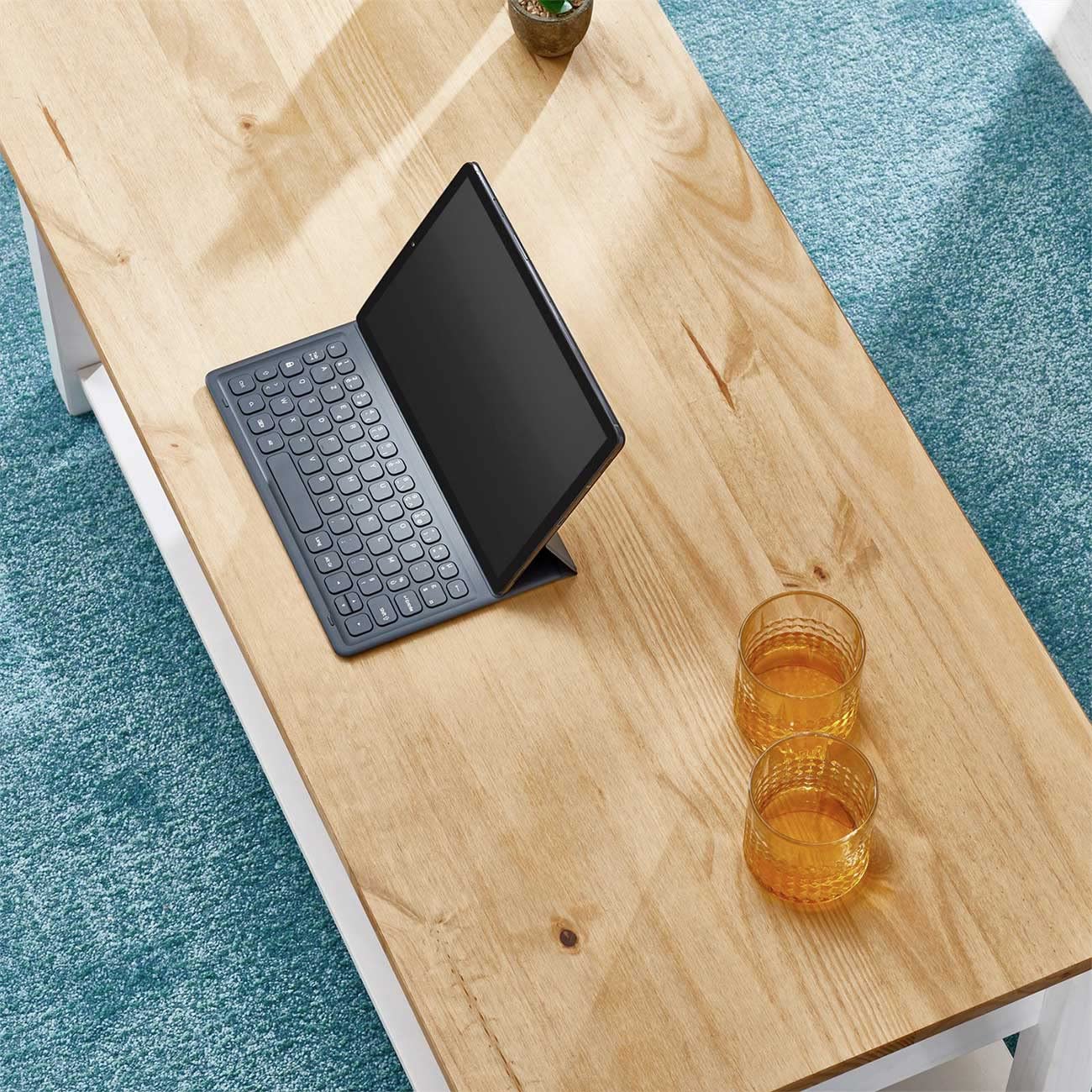 IDIMEX Couchtisch Tequila, schöner Beistelltisch mit 2 Schubladen, Wohnzimmertisch im Landhaus Stil, eleganter Sofatisch mit Ablageplatte in weiß/braun